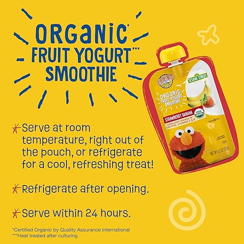 Miniatura 3 de Earths Best Batido orgánico de yogur de frutas para niños pequeños plátano de fresa bolsa de 42 onzas paquete de 12