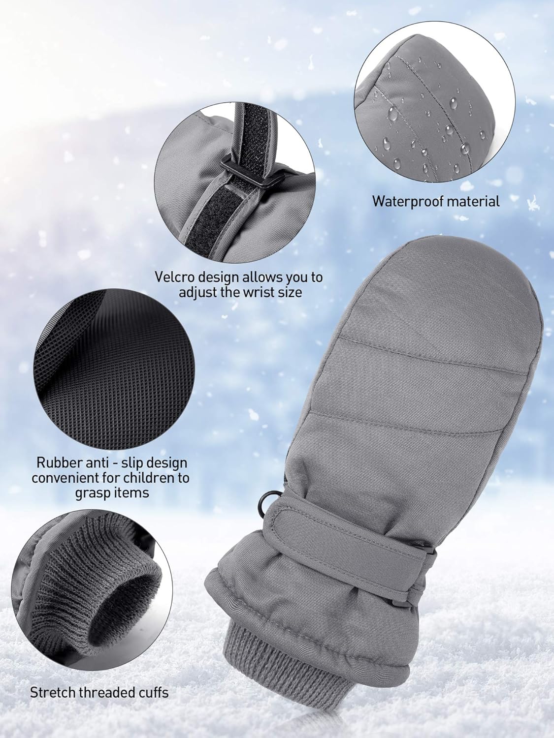 4 Pairs Kids Ski Gloves Waterproof Warm Snow Mittens Winter Warm Gloves for Outdoor Activities: Clothing, Shoes & Jewelry