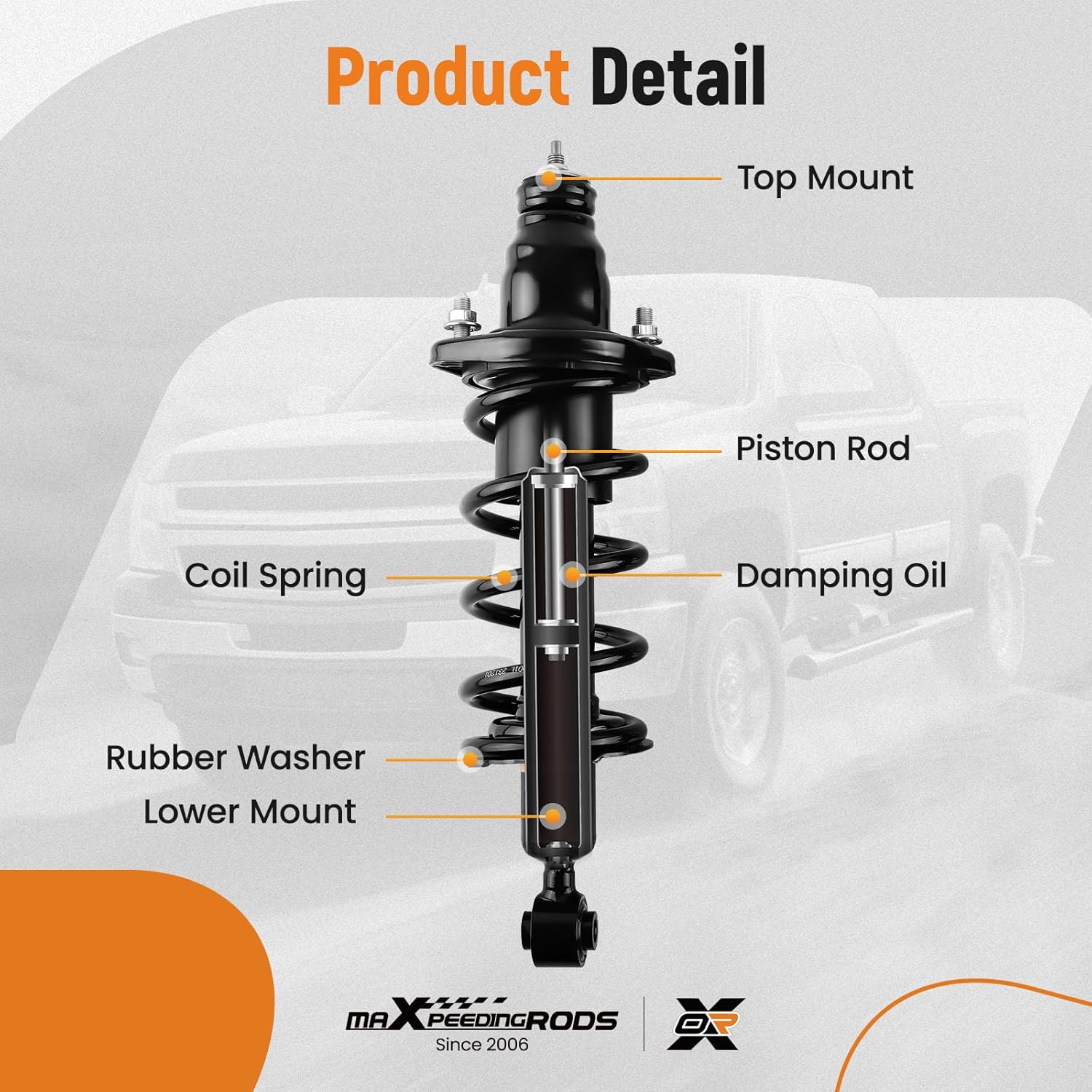 maXpeedingrods Rear Struts Shock Absorbers for Honda Civic 2001-2005, 171340L 171340R Complete Strut with Coil Spring Assembly, 2Pcs