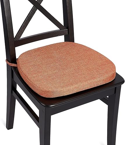 Miniatura 9 de Tromlycs Cojín de asiento para silla de cocina en forma de U para sillas de comedor con lazos de 15 x 16 pulgadas, color verde azulado