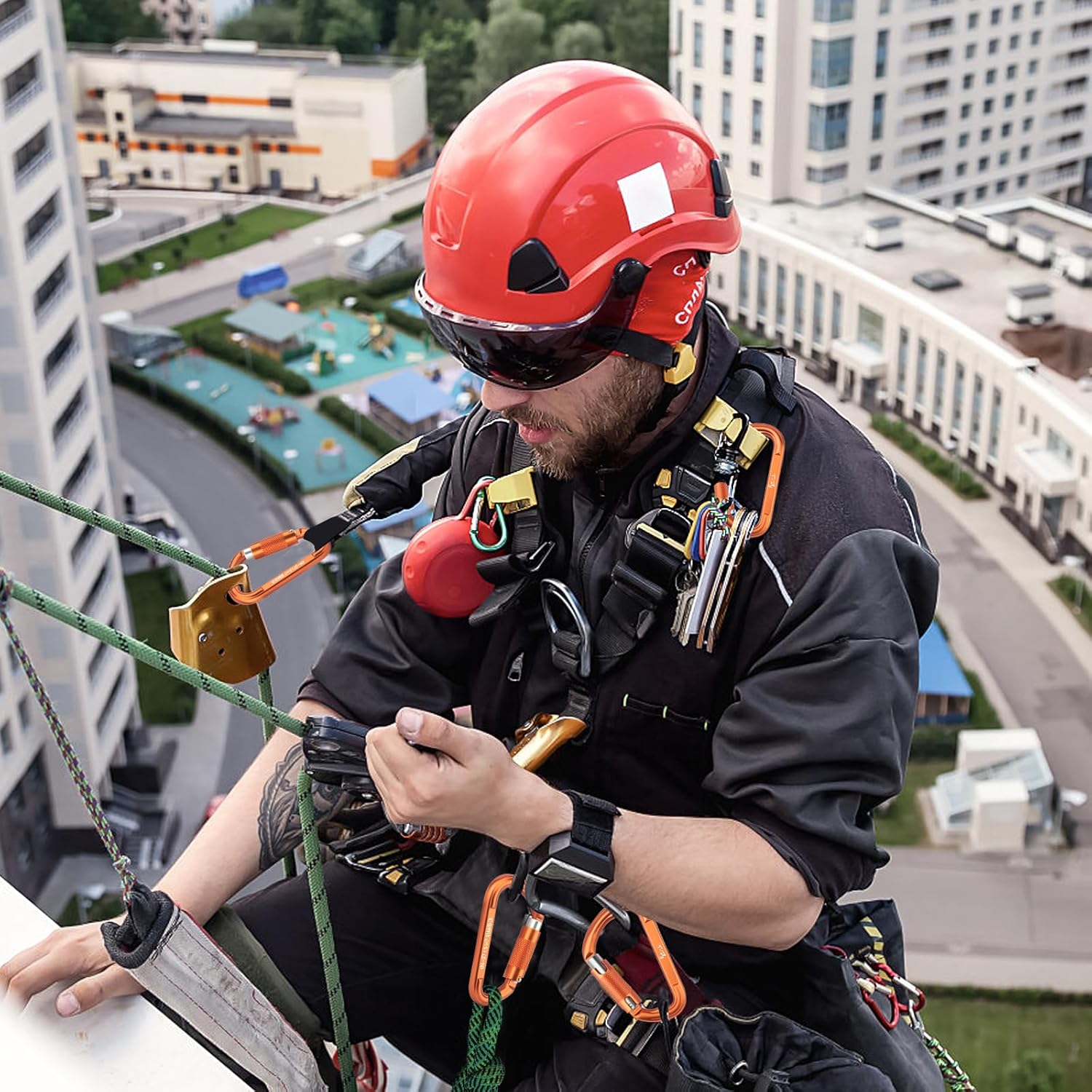 T-Fly Auto Locking Carabiner 27KN (6069 lbs), UIAA Certified 4.6" Heavy Duty Carabiner Clips for Climbing, Hammocks, Rappelling, Mountaineering (Orange) - Image 8