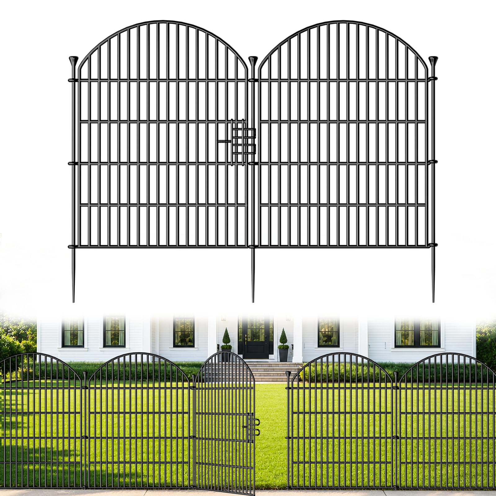 Photo 1 of ***STOCK PHOTO FOR REFERENCE ONLY*** JUNYAO No Dig Decorative Garden Fence Panels - 12 Pack Black