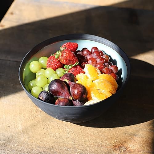 Miniatura 6 de Euro Ceramica Diana - Cuenco para servir (9 pulgadas), 8.94 x 8.66 x 4.72 pulgadas, verde menta/gris gráfico