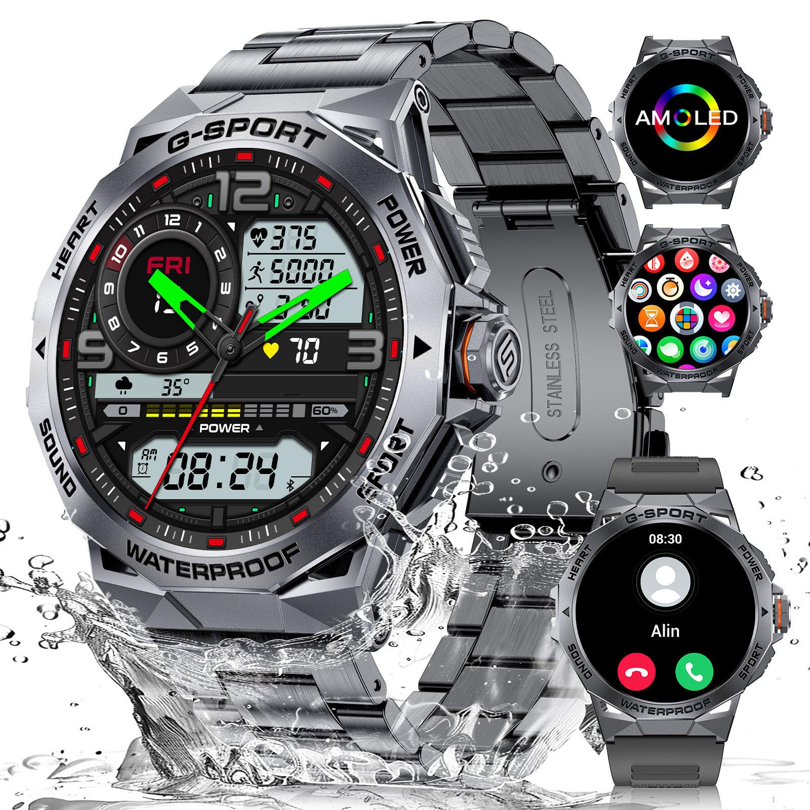 DREMACDREMAC Smart Watch for Men-1.43’’ AMOLED Display/50 Days Battery Military Smart Watch(Answer/Make Call),123 Sport Modes/IP68 Waterproof Fitness Watch with Heart Rate/Sleep Monitor for iOS Android