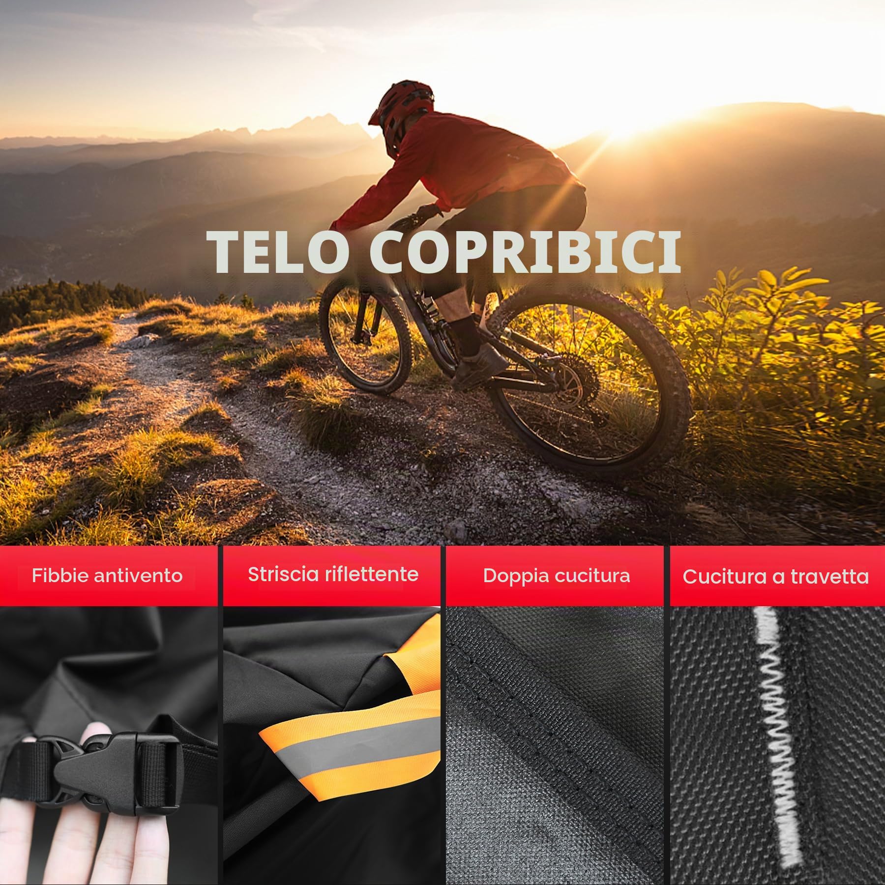 Zettum Copertura per il trasporto di 3 biciclette – Copertura per bici da riporre all'esterno sul portapacchi posteriore impermeabile all'aperto e resistente, rivestimento in poliuretano 600D,