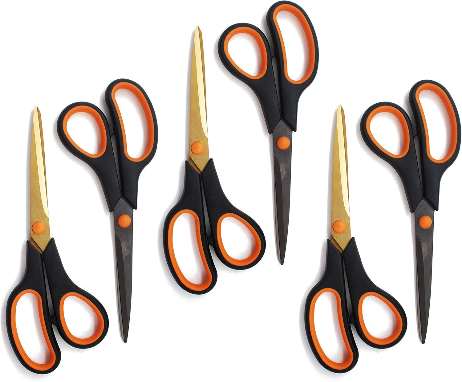 S & E TEACHER'S EDITION 6 Pcs 8 Inch Strong Titanium Steel Blade Scissors, Sharp, with Soft Comfort-Grip Handles : Everything Else