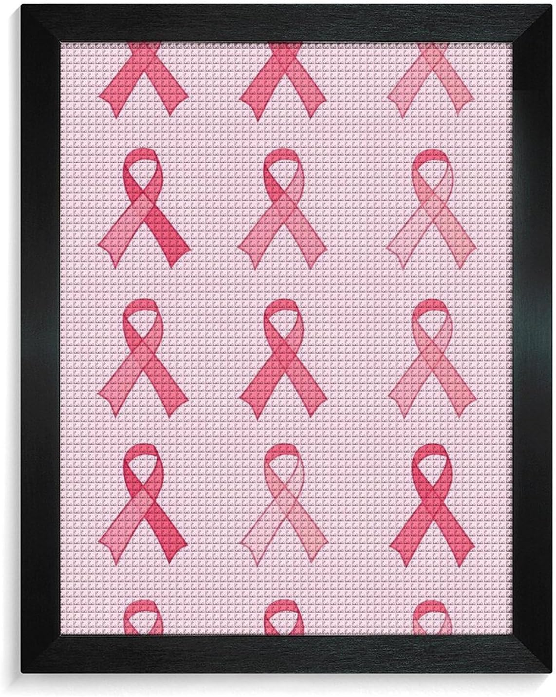 Breast Cancer Ribbon Diamond 5D Painting Kits with Frame DIY Full Round Drill Gem Art Crafts for Home Wall Decor 16 X 20in Blackwood 40 * 50cm