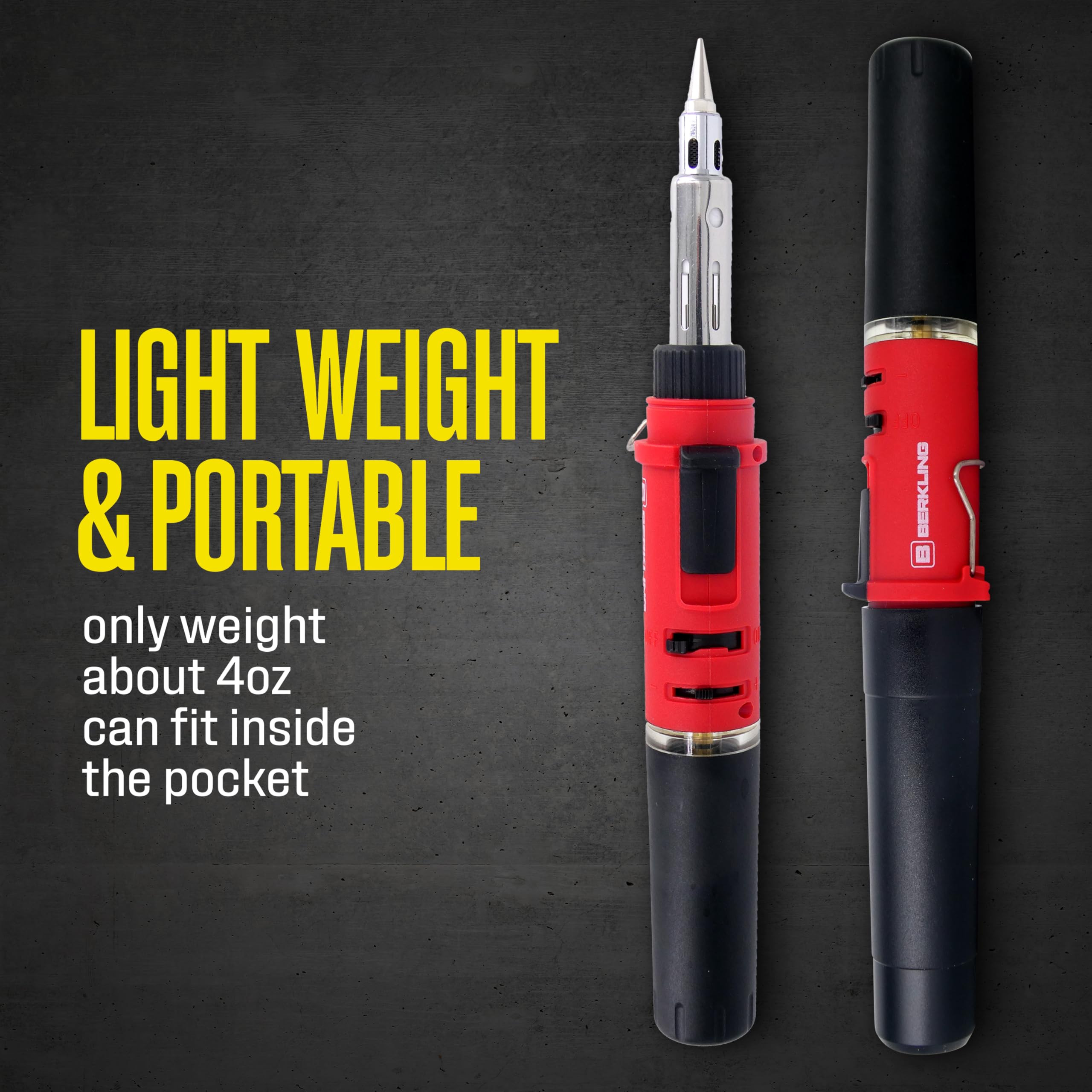 Berkling BSG-568 3-IN-1 Cordless Butane Gas Soldering Iron, Heat Gun Blower, Mini Torch - Self-Ignite, Instant Start, Rechargeable, Light Weight, Portable, Adjustable Flame Control, Up to 90 Mins