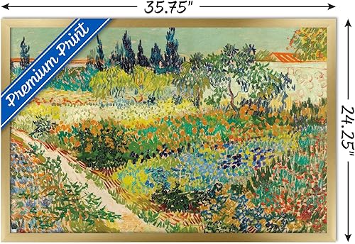 Miniatura 3 de Trends International Garden at Arles de Vincent van Gogh - Póster de pared, 22.37 x 34.00 pulgadas, versión enmarcada en oro