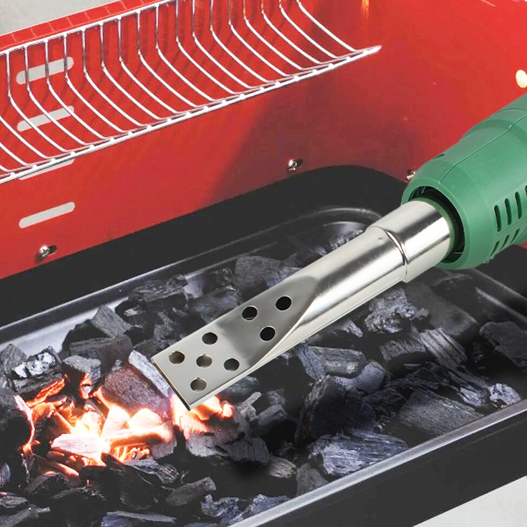 FISHTEC Désherbeur électrique thermique 2000 W - Brûleur écologique pour mauvaises herbes avec fonction allume-barbecue et manche amovible 95 cm