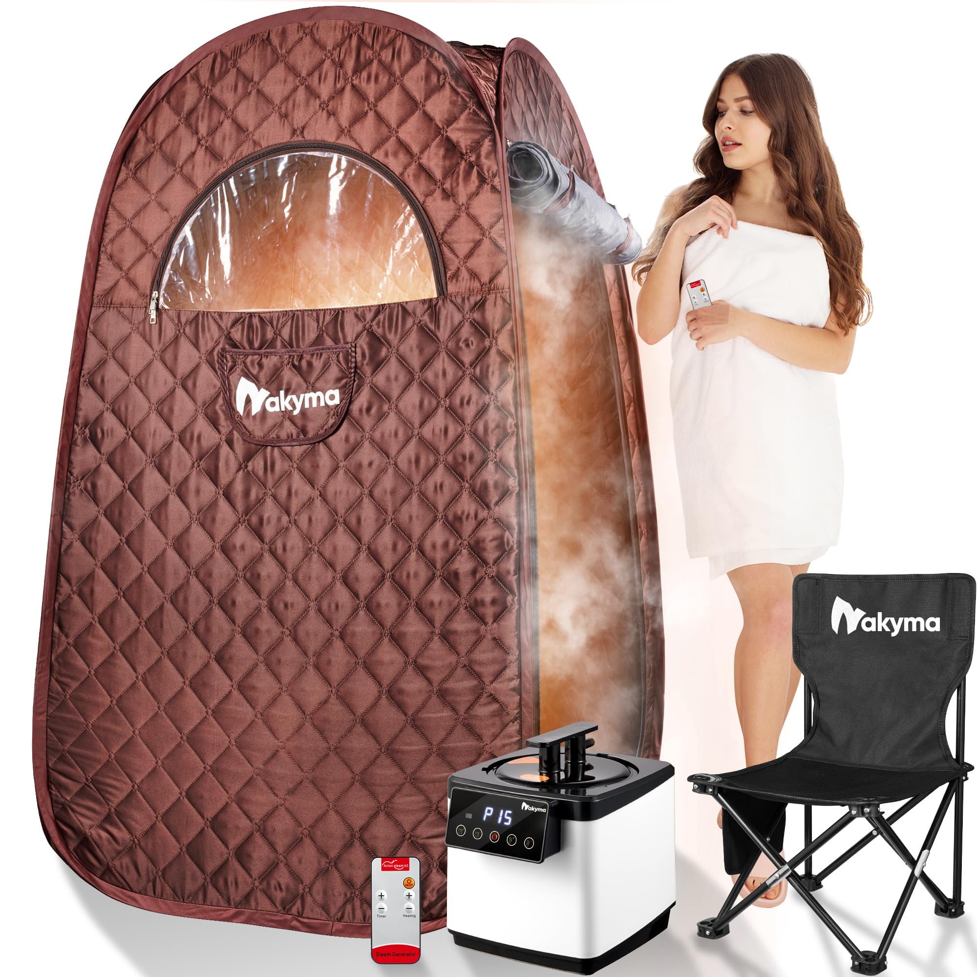 Nakyma Portable Sauna for Home,2.6L 1000W Portable Steam Sauna Full ...