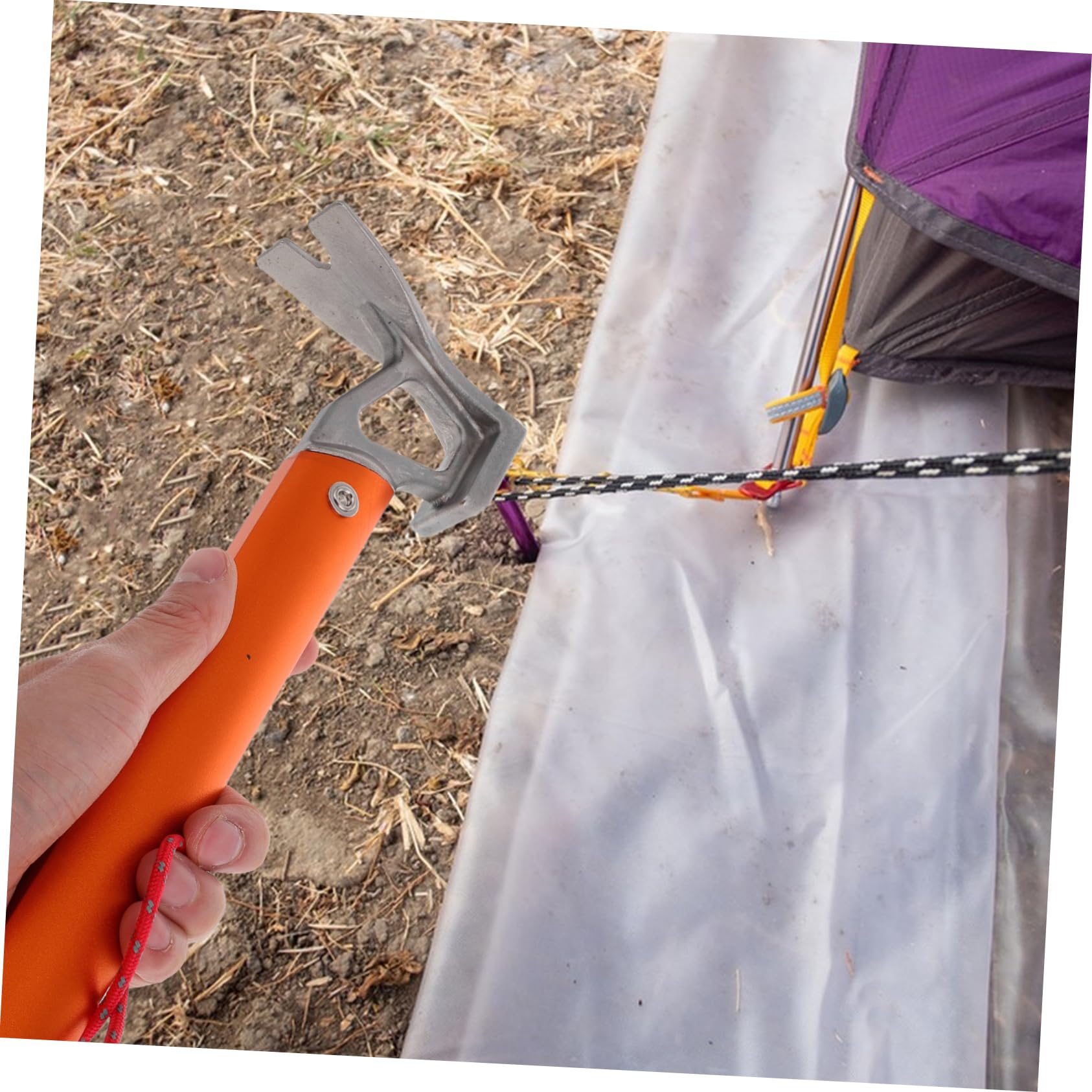 Martello da Campeggio in Alluminio con Estrattore Picchetti | Lega di Alluminio e Acciaio Inossidabile, con Lanyard Incluso, per Camping e Mountaineering