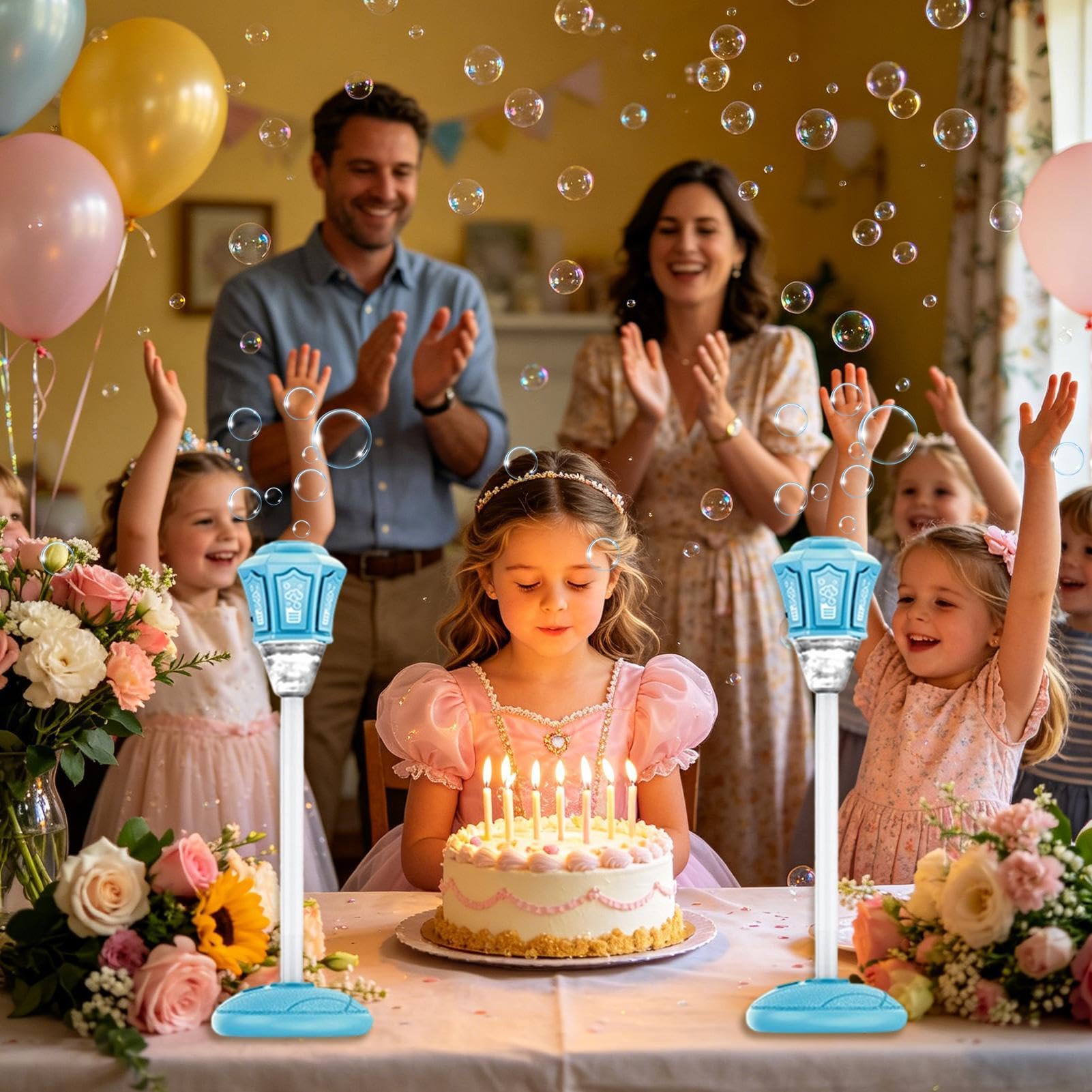 Macchina Bolle di Sapone in Piedi con e Musica Giocattolo da Esterno per | Macchina Regolabile in Altezza da 53 a 119 cm Per Feste All'Aperto Giochi Estivi Prato Matrimonio Giardino e