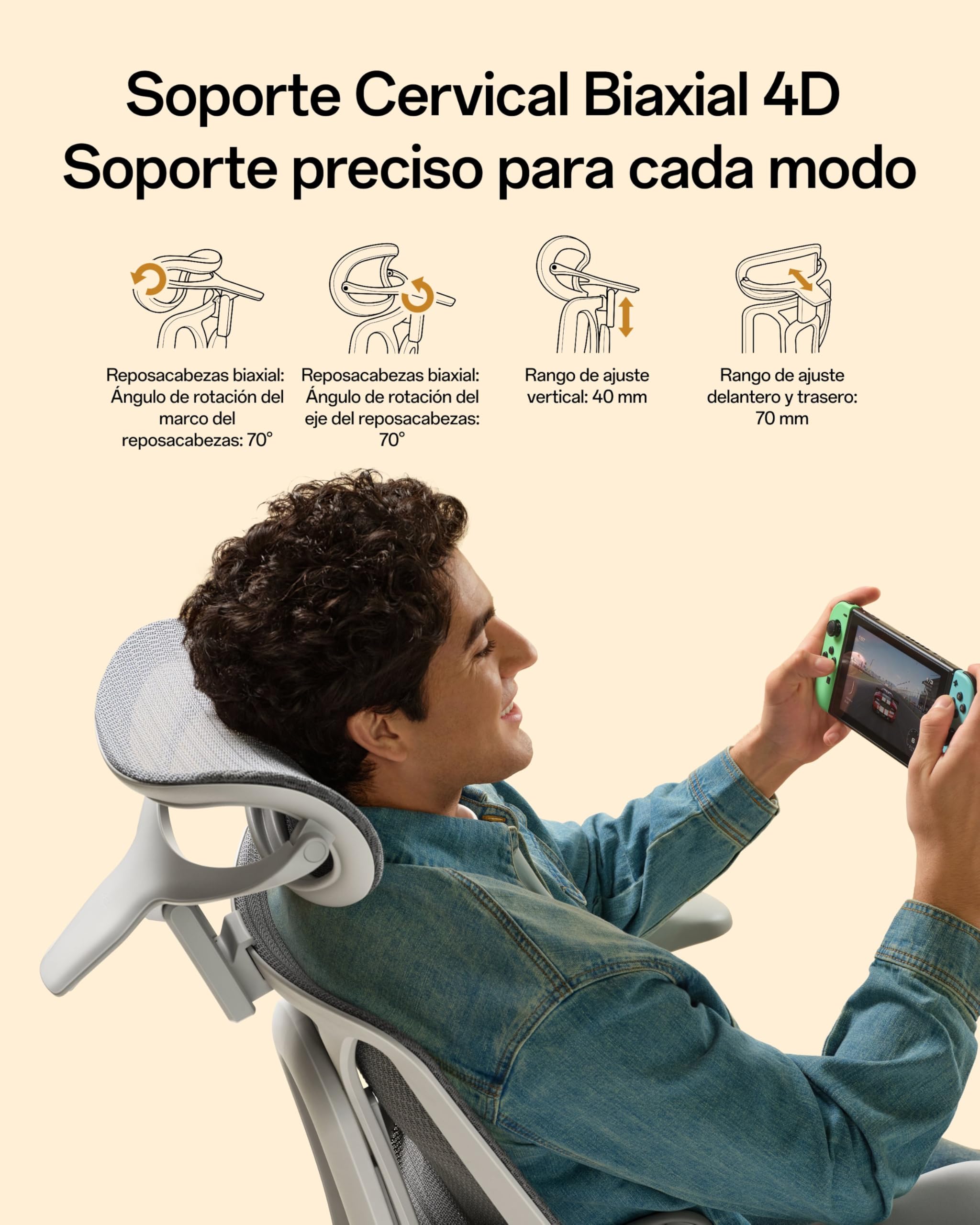 Hbada E3 Air 2026 Edition Silla Ergonómica Oficina con Soporte Lumbar 3 Zonas, Reposacabezas y Brazos 4D, Ajuste Automático de Peso, Reclinable 140°, Comfy Home Office Chair