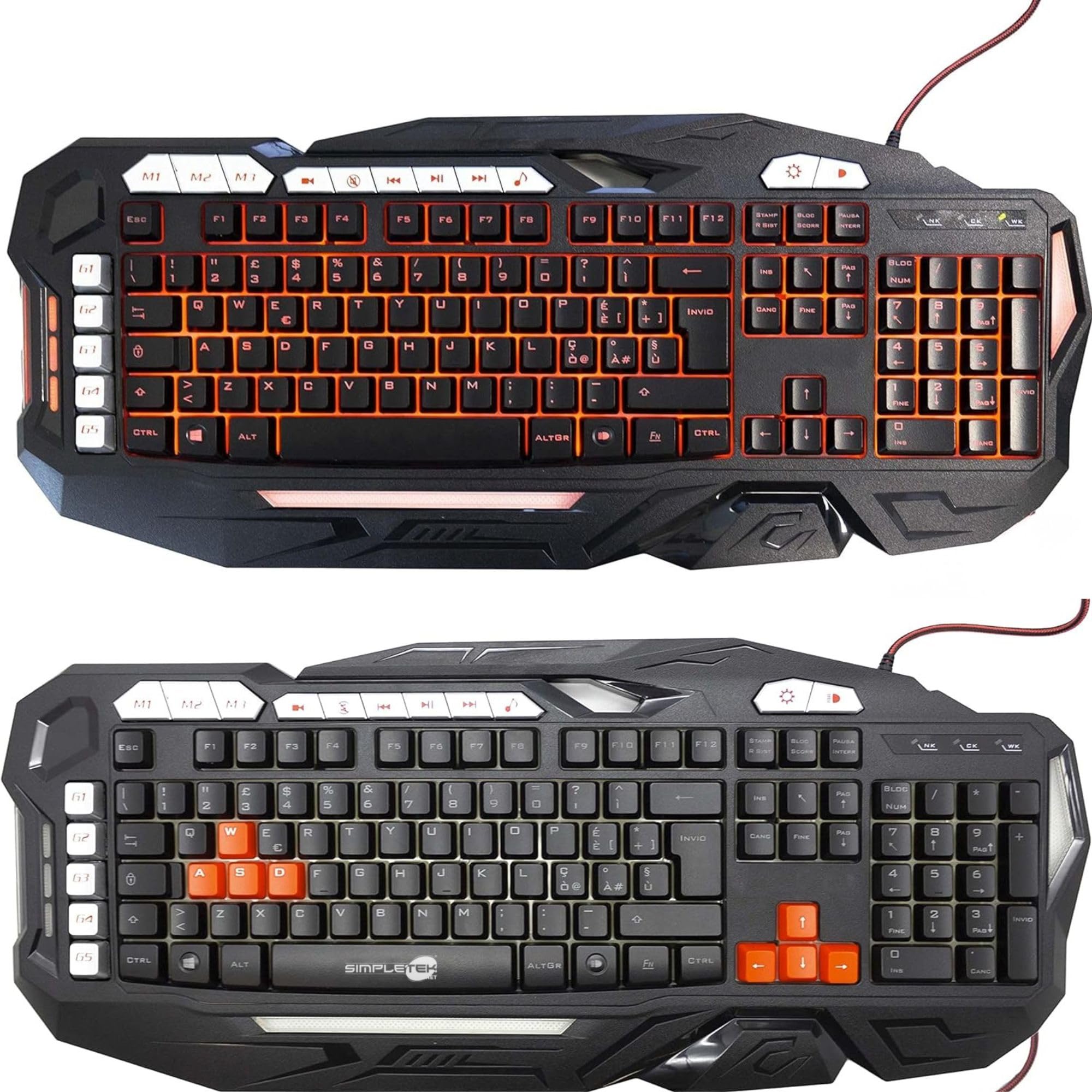 SIMPLETEK - Kit Gaming Mouse & Tastiera Professionale RGB | QWERTY Layout ITA, 8 Macro, 7 Colori | Mouse Fino a 12000 DPI