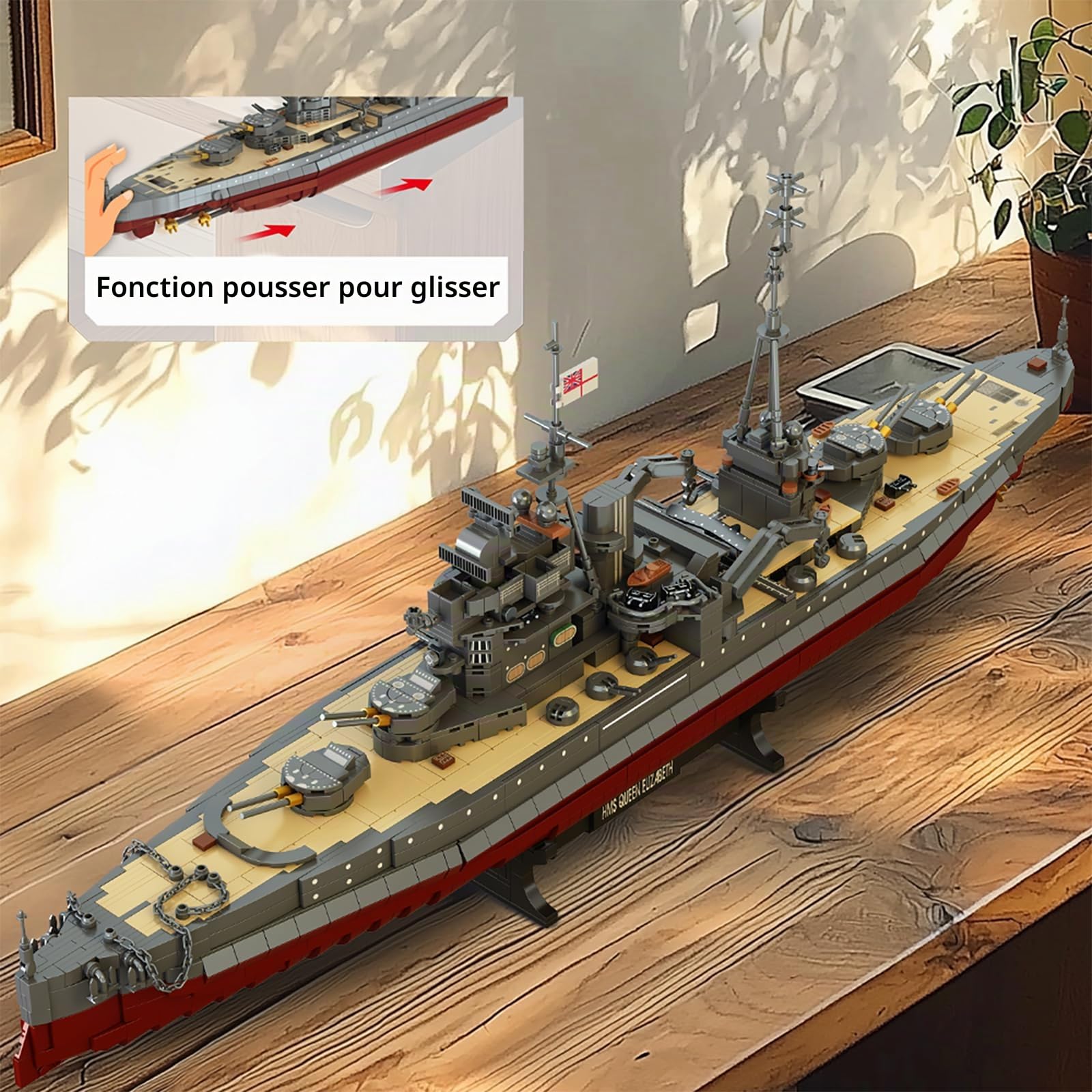 muuchuu Ensemble de maquette de porte-avions militaire Queen Elizabeth, kit de construction de cuirassé en briques pour adultes, modèle de navire de guerre technique pour garçons et filles de 14 ans