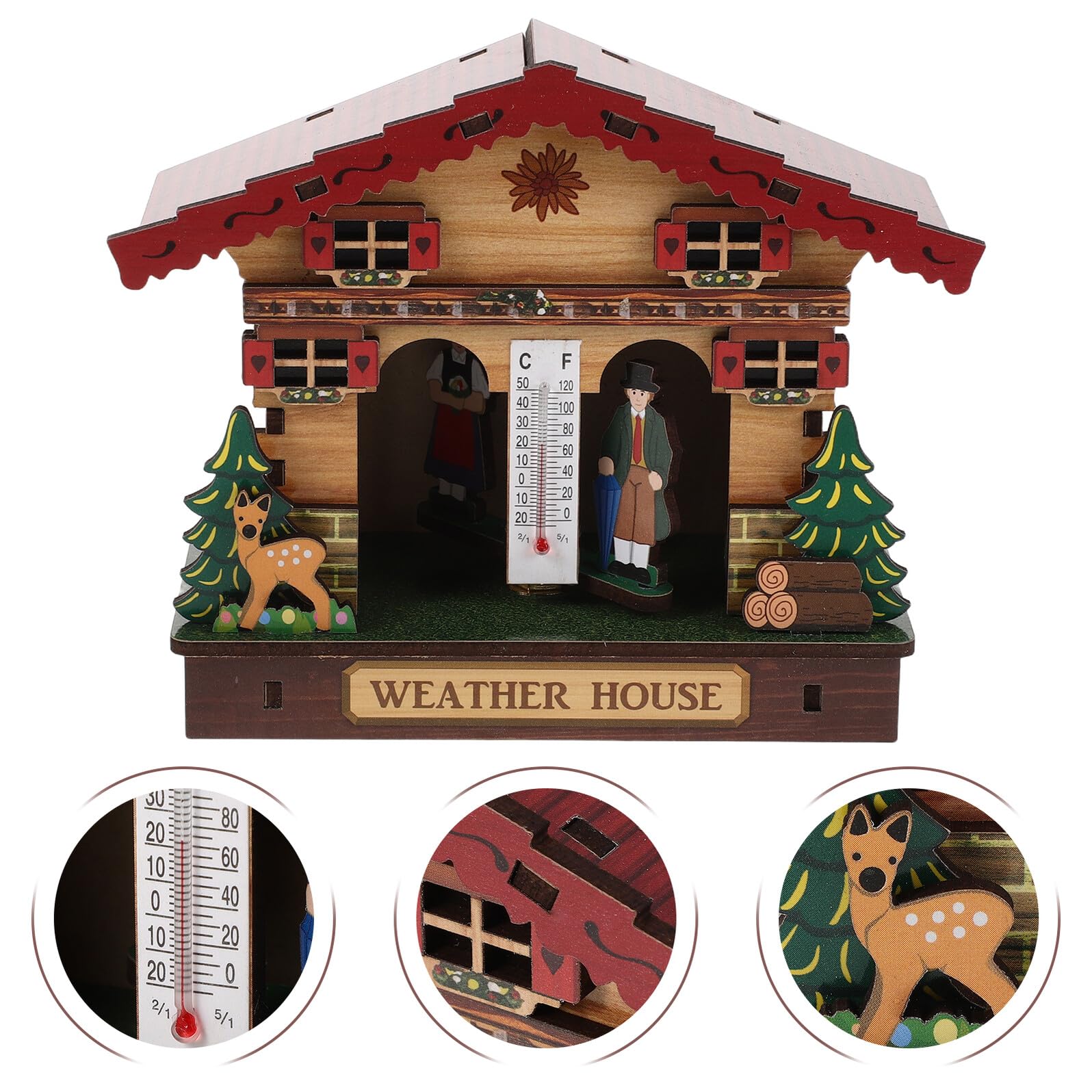 Termometro Igrometro Barometro da Parete in Legno Decorativo per Interni Casa e Sauna Indicatore Clima Preciso per Temperatura e Umidità per Camere Uffici e Spazi Compatti