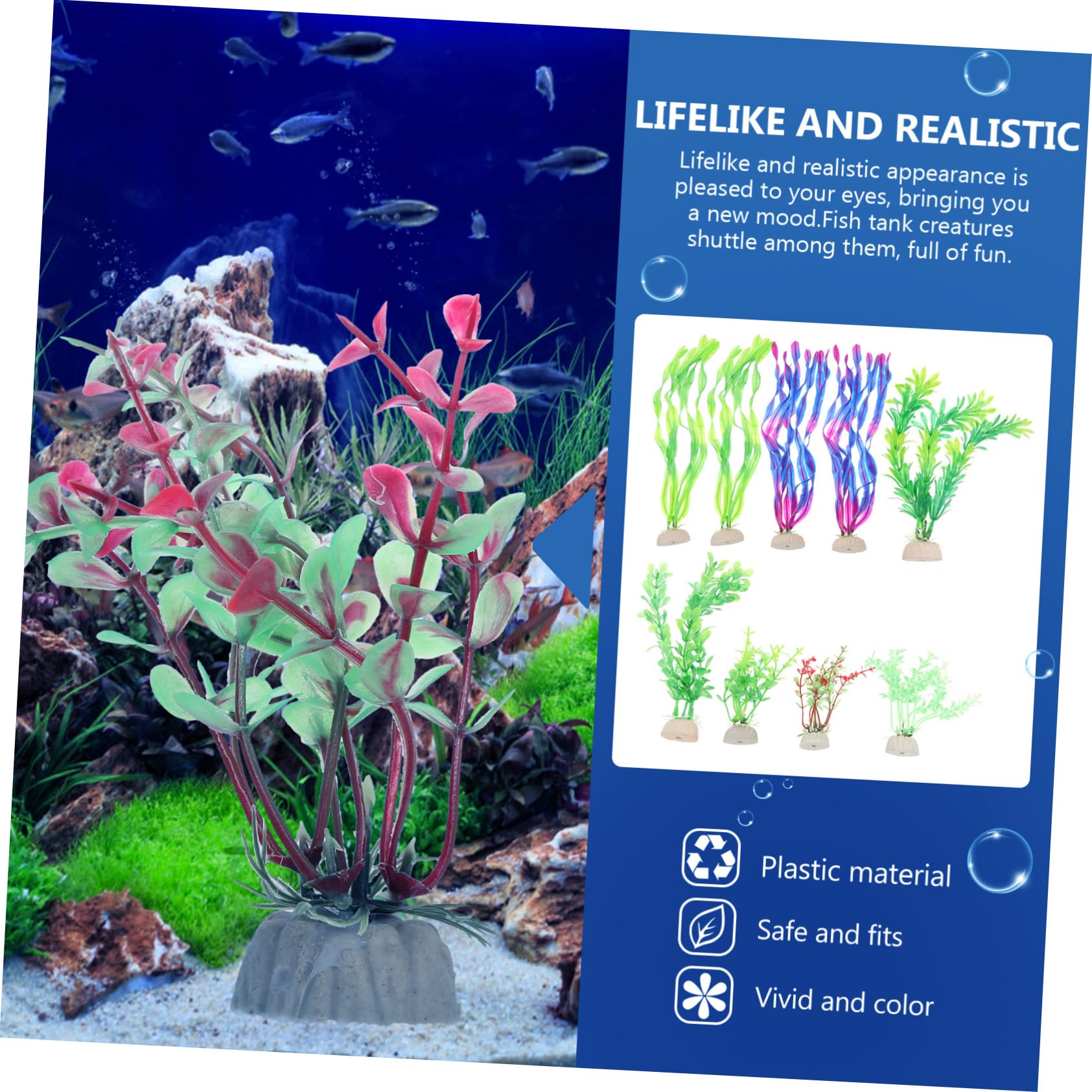 Toddmomy 5ensembles Plantes Aquatiques Artificielles pour Aquarium Décorations De Paysage pour Poissons Et Aquariums Simulation Naturelle Accessoires De Décoration De Réservoir