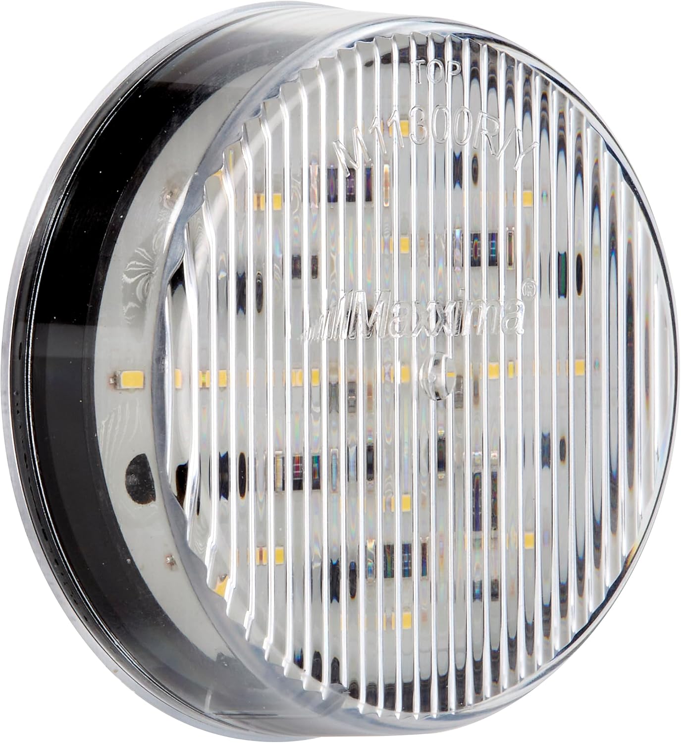 Maxxima 2.5" Round LED Interior Courtesy Light for Trucks and Heavy Duty, White Clear Lens