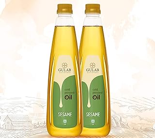 Gulab 2L Cold Pressed Sesame Oil/Gingelly Oil/Til Oil (Virgin, Chekku/Ghani) - 1 Litre * Pack of 2, 100% Pure & Natural