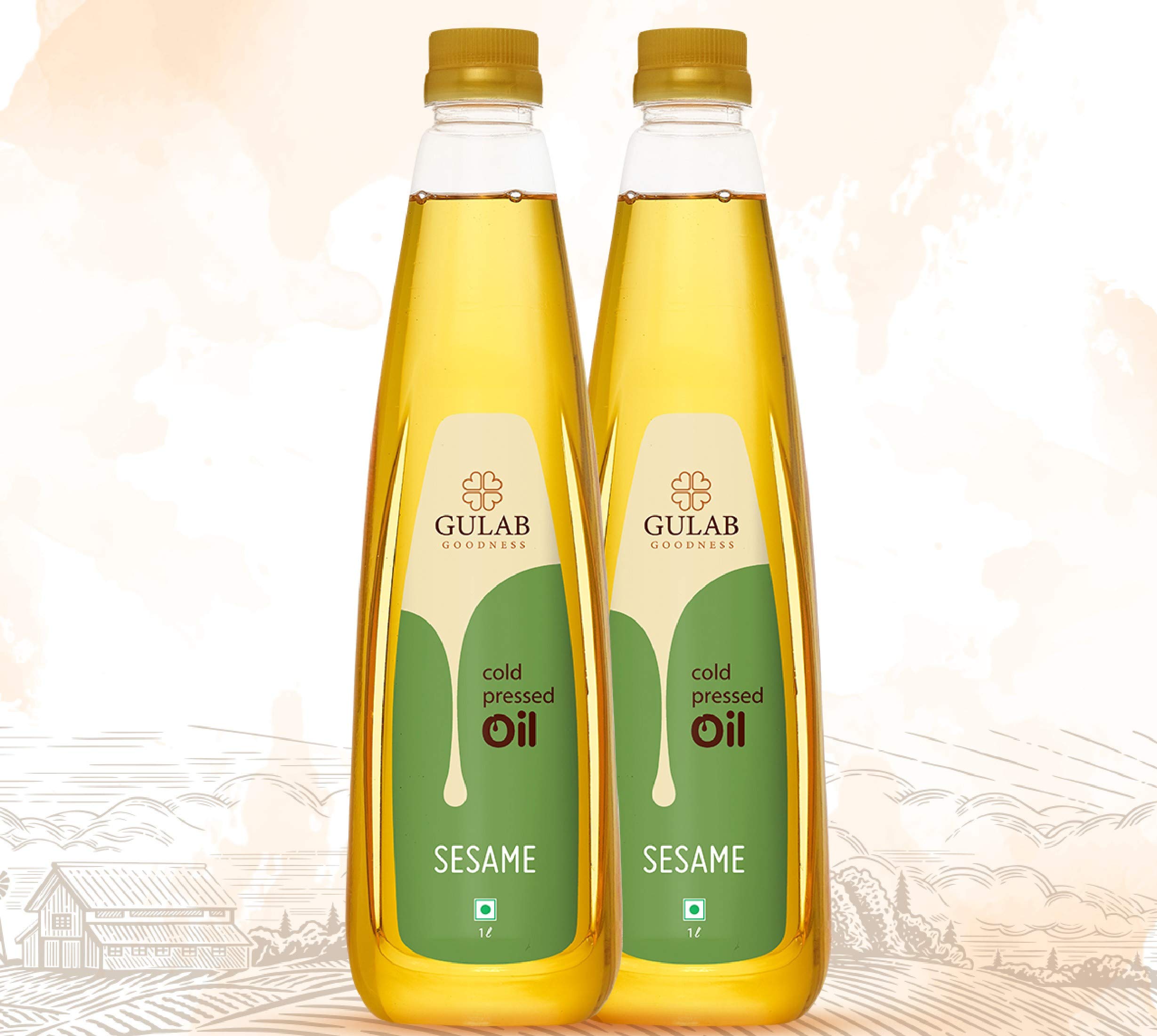 Gulab 2L Cold Pressed Sesame Oil/Gingelly Oil/Til Oil (Virgin, Chekku/Ghani) - 1 Litre * Pack of 2, 100% Pure & Natural (B083JH6N2T) Amazon Price History, Amazon Price Tracker