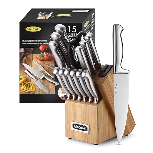McCook® Knife Sets,German Stainless Steel Knife Block Sets with Built-in Sharpener