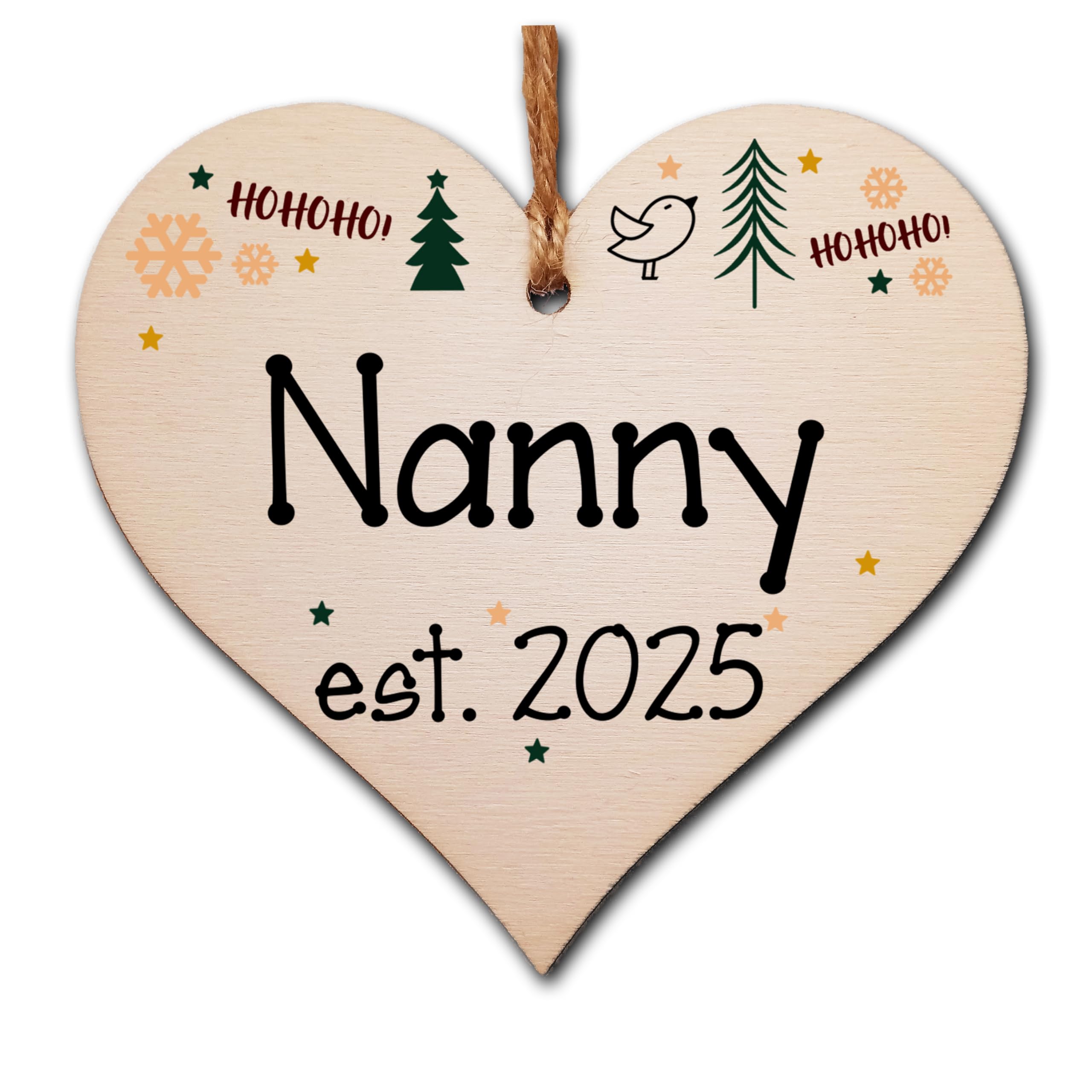 Handmade Christmas Hanging Wooden Heart Plaque Decoration Gift perfect for new nannys grandparents newborns 2025