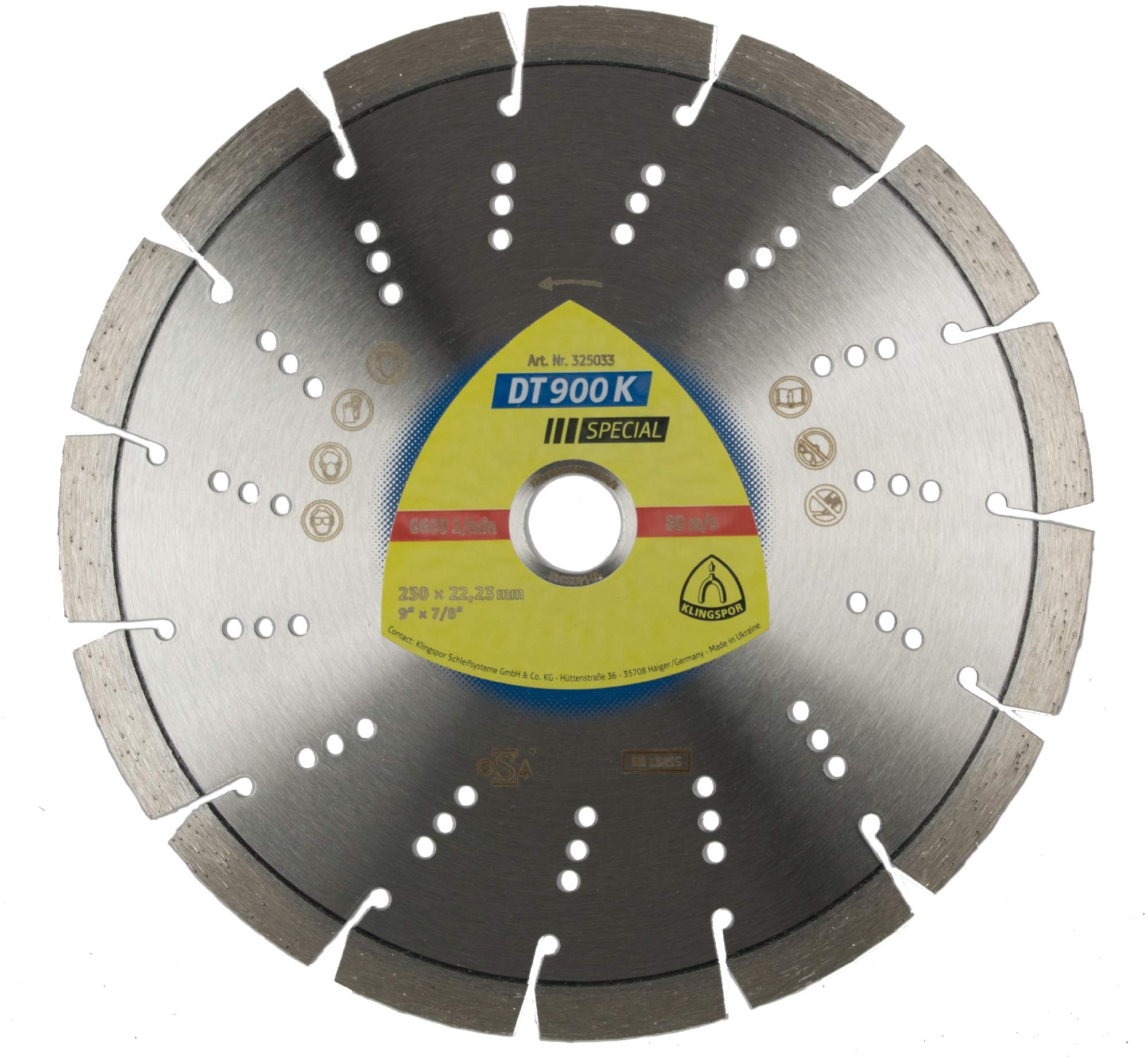 DT 900 K - Disco de corte de diamante (125 x 2,4 x 22,23 mm, 9 segmentos, 33 x 2,4 x 12 mm, dentado estándar)