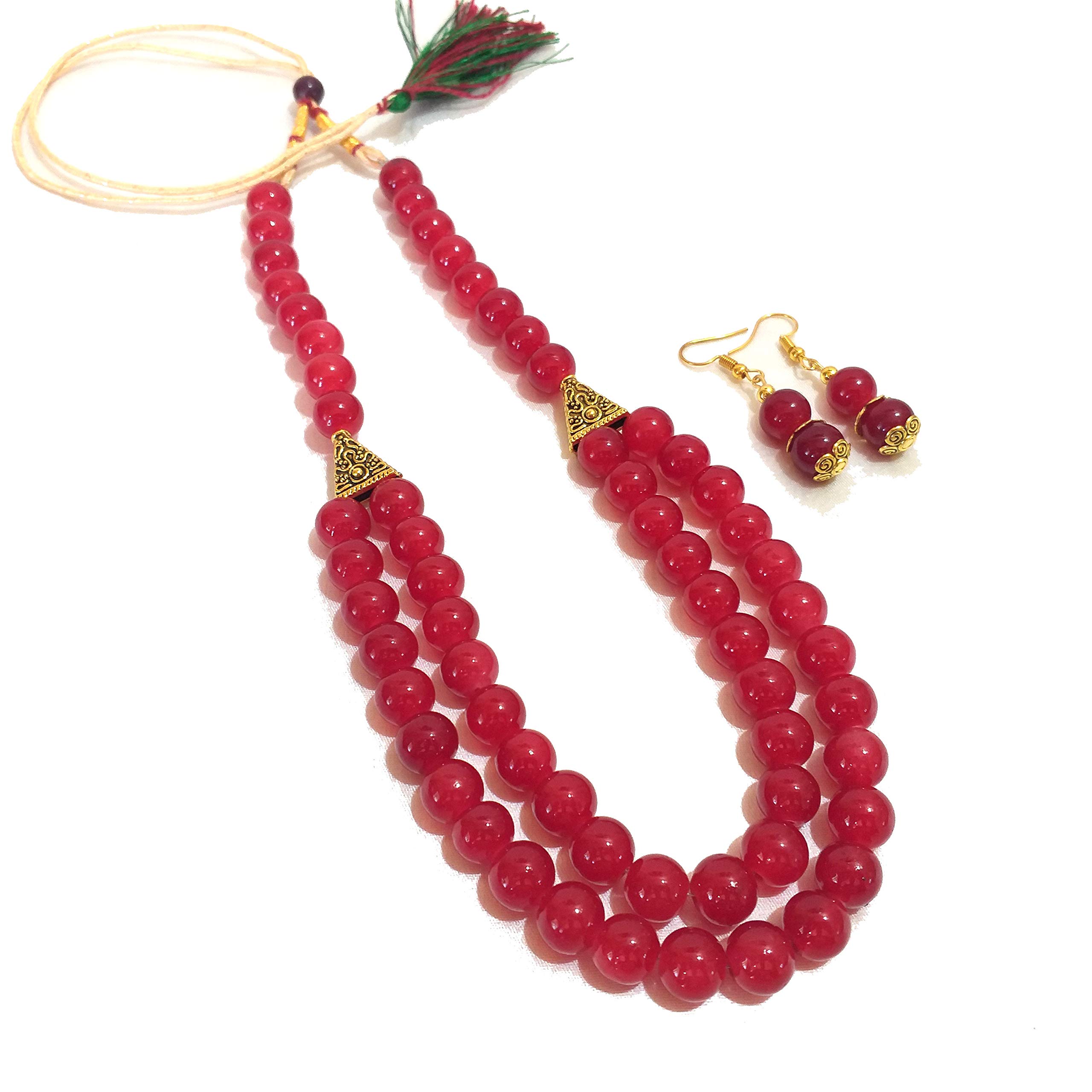 Swaroop Designer jewellers Beaded Oxidise Antique Handmade Glass Beads jewellery set for women (Red) (B083SQ424W) Amazon Price History, Amazon Price Tracker