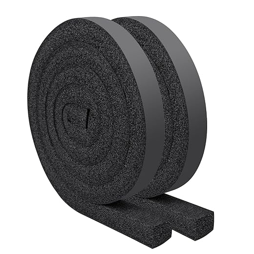 Yotache Air Conditioner Window Seal Kit - 1"x1" High Resilience Foam Weather Stripping Insulation Strip for AC, Noise Reducing, Air Leak Proof, No Glue, 13Ft Long (6.5Ft x 2 Rolls, Black)