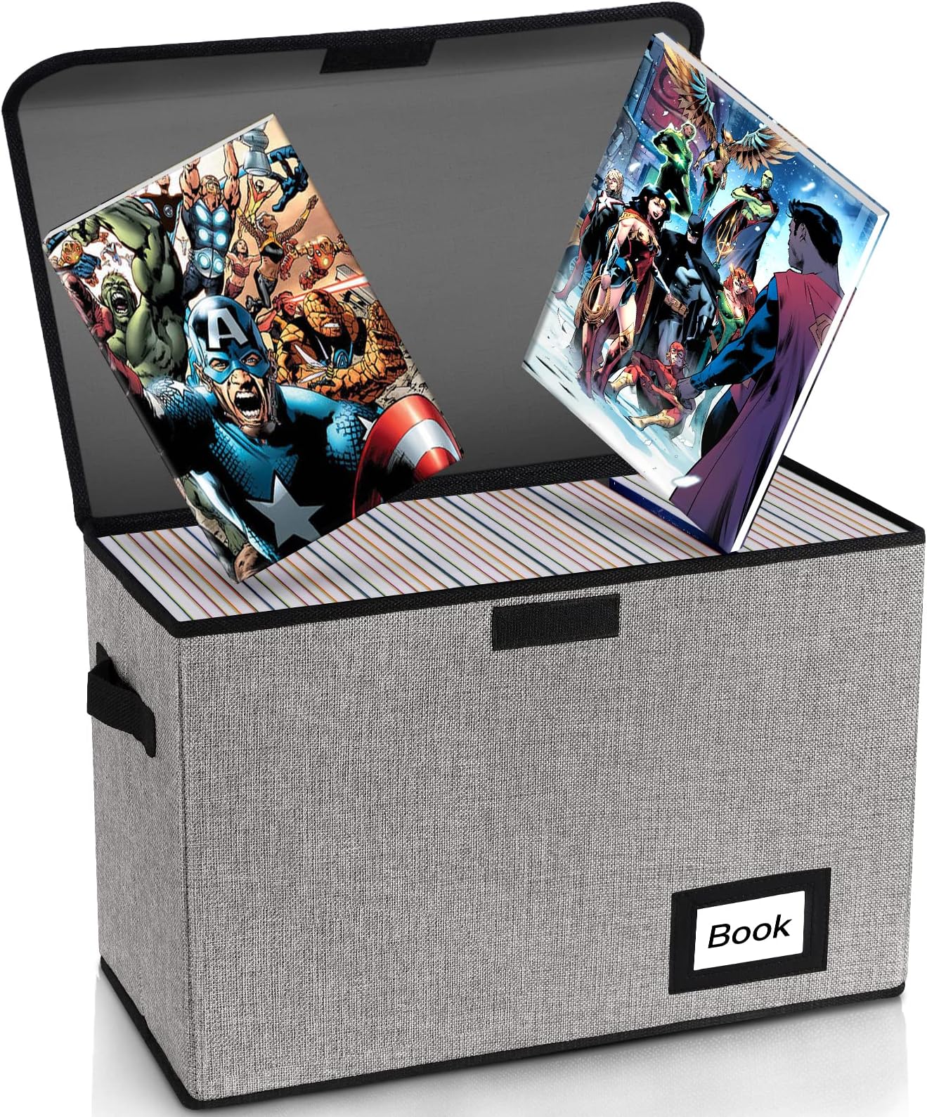 Collection Comic Book Storage Box, 15.8" X 7.8" X 11.8", Collapsible Comic Short Box, Holds 160-180 Comic Book, Heavy Duty Bin Container Holder Shelf Protector Organizer (Grey)