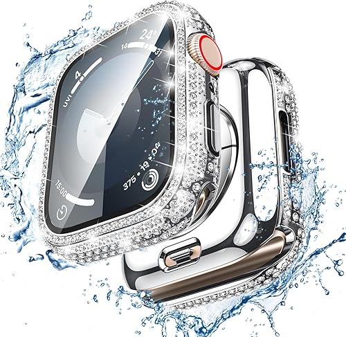 LETOID Funda protectora de pantalla impermeable brillante de 1.772 in para Apple Watch Series 9, 8, 7, 2 en 1, cubierta frontal y trasera,