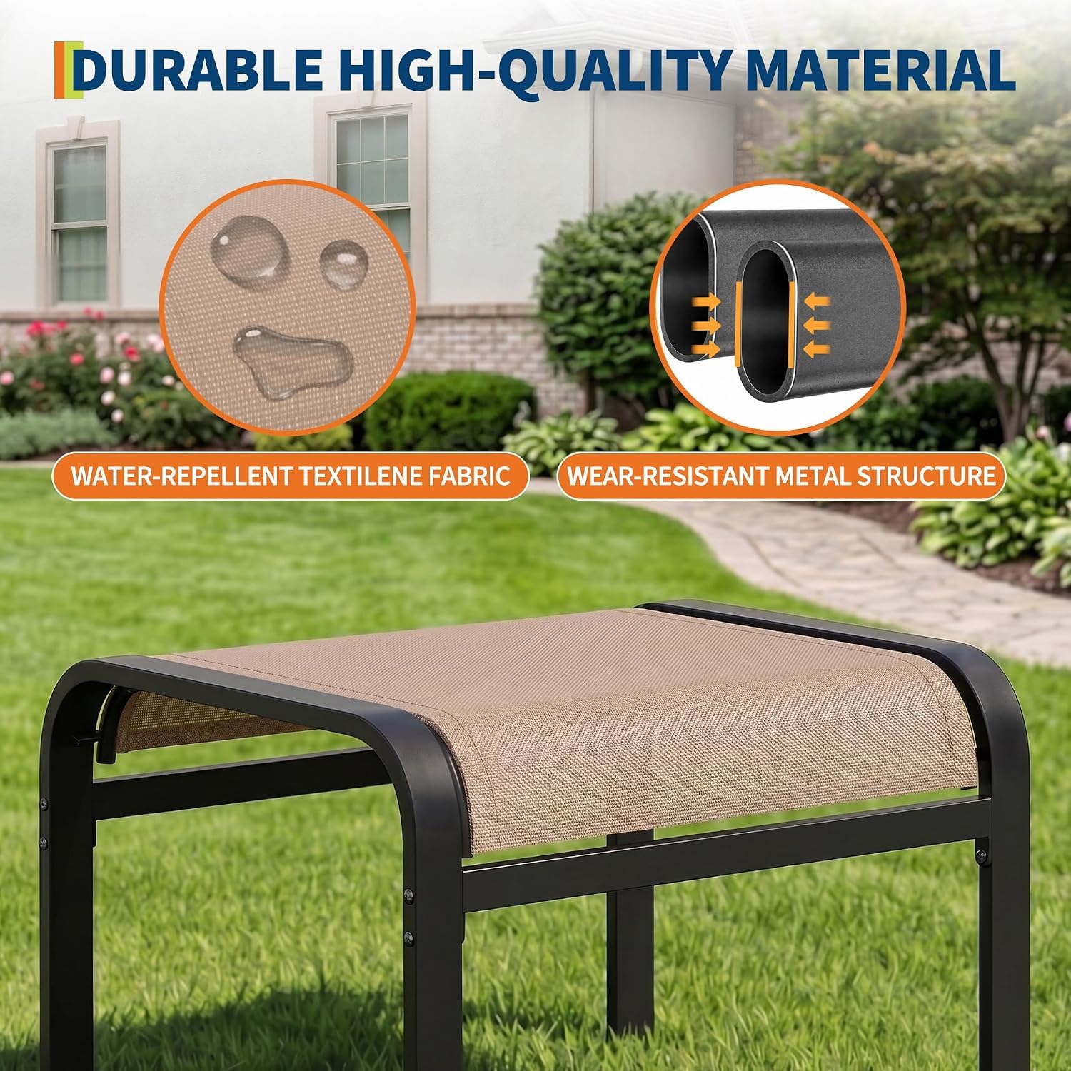 Garvee Lot de 2 Grand Pouf d’extérieur Impermeable Empilable, Textilène