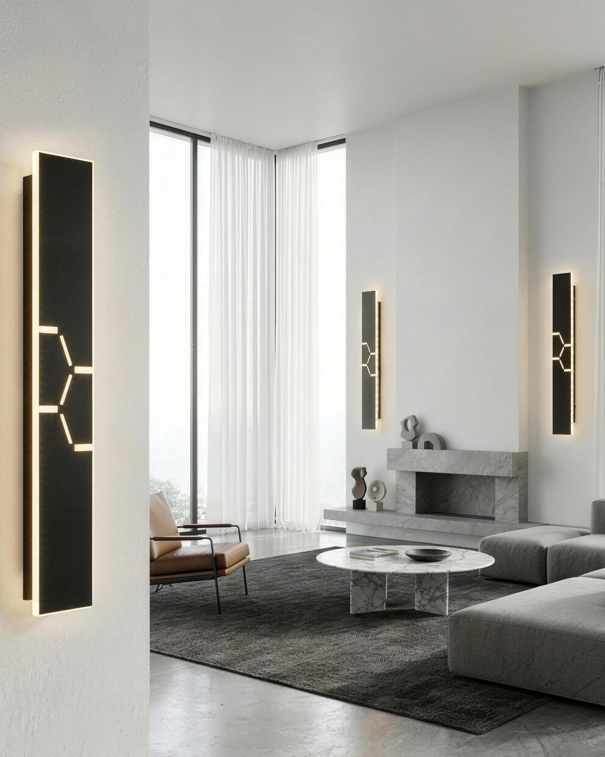 LED Applique da Parete Esterno/Interni, Nero IP65 Moderne Villa Lampada da Parete Esterno, Alluminio Esterne Parete per Giardini, Terrazze, Camere da letto, Salotti, 60 * 8CM/20W Luce Calda