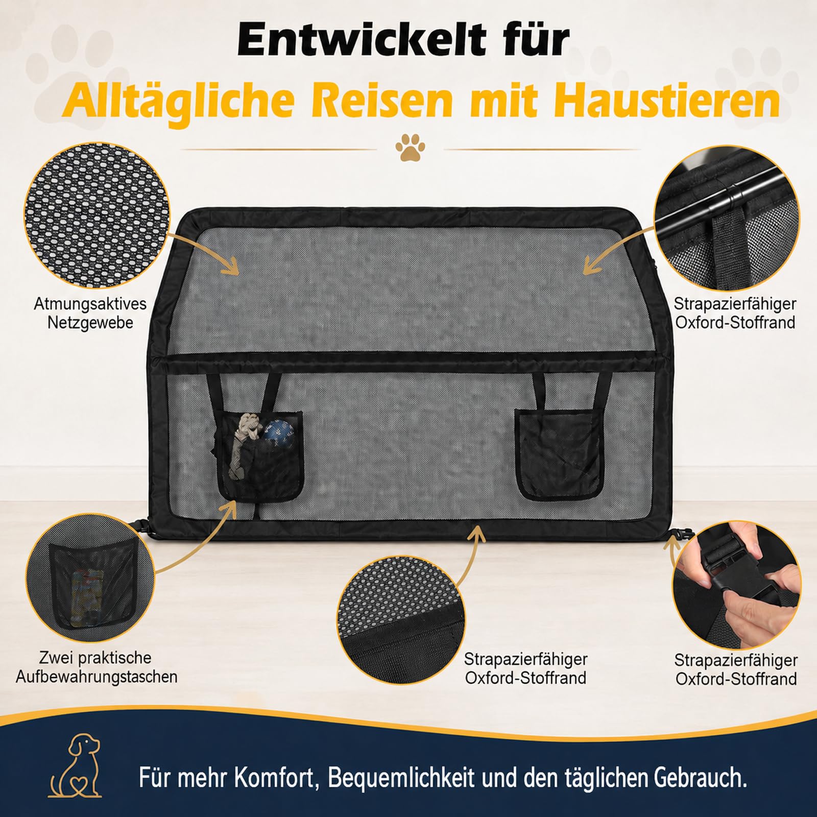 127 x 142 x 81 cm, barrera para perros con marco de metal y red de visión, protección para perros para maletero y asiento trasero con mayor cobertura, universal, para SUV, camiones, vehículos