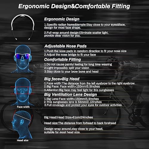 Miniatura 5 de ROCKNIGHT HD polarizado deportes gafas de sol ciclismo conducción béisbol al aire libre ultraligero TR90 marco lente grande