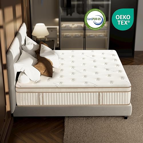 Miniatura 6 de Colchón híbrido tamaño King de 14 pulgadas, colchón híbrido de espuma viscoelástica de gel con resortes interiores de espirales de bolsillo, 9 capas