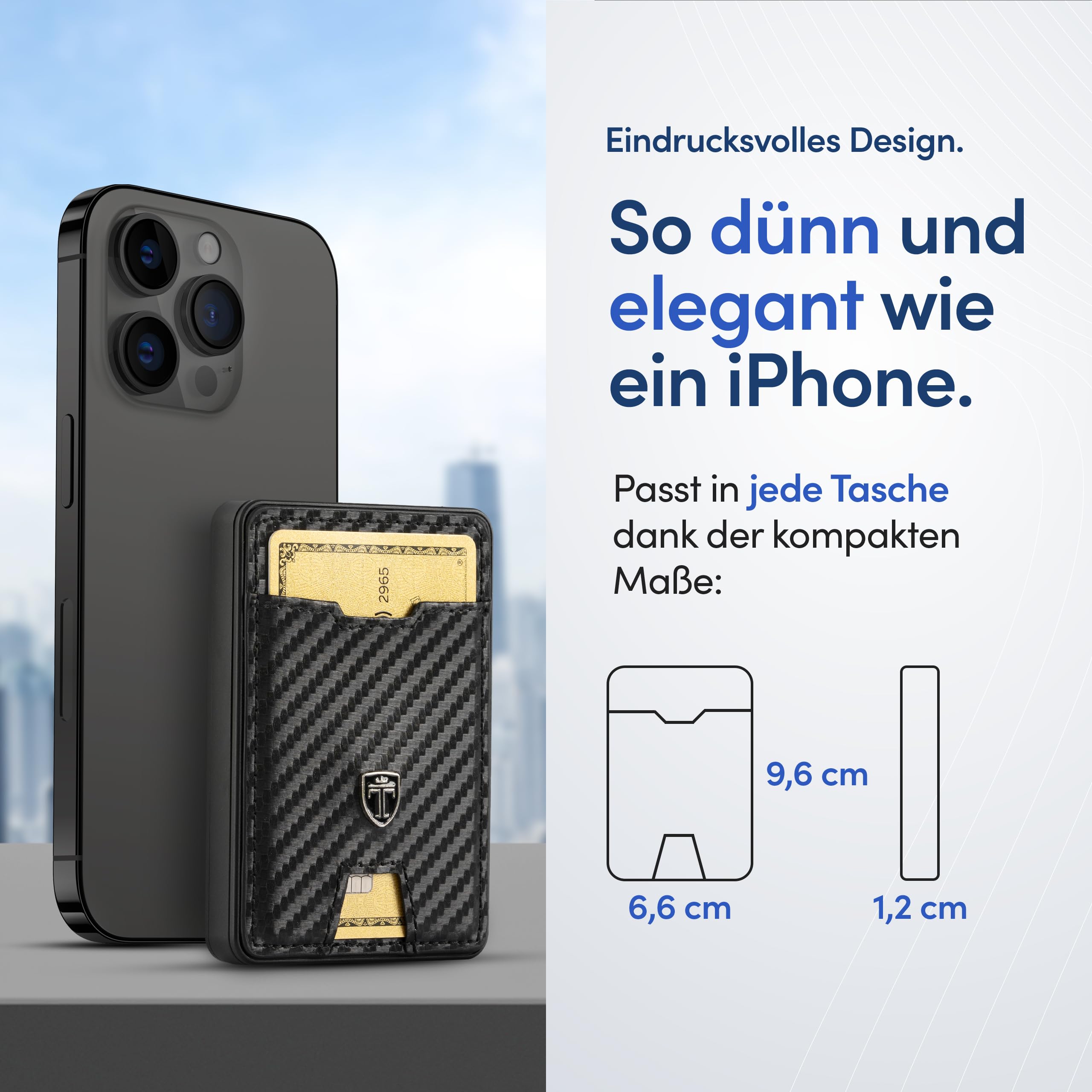 TRAVANDO SWYPE Aluminium Pop-Up Wallet für 6-7 Karten - Geldbörse für Herren mit RFID Schutz - Geldbeutel mit Geldklammer - Kartenetui mit Geldspange - inklusive Geschenkbox (6-7 Karten)