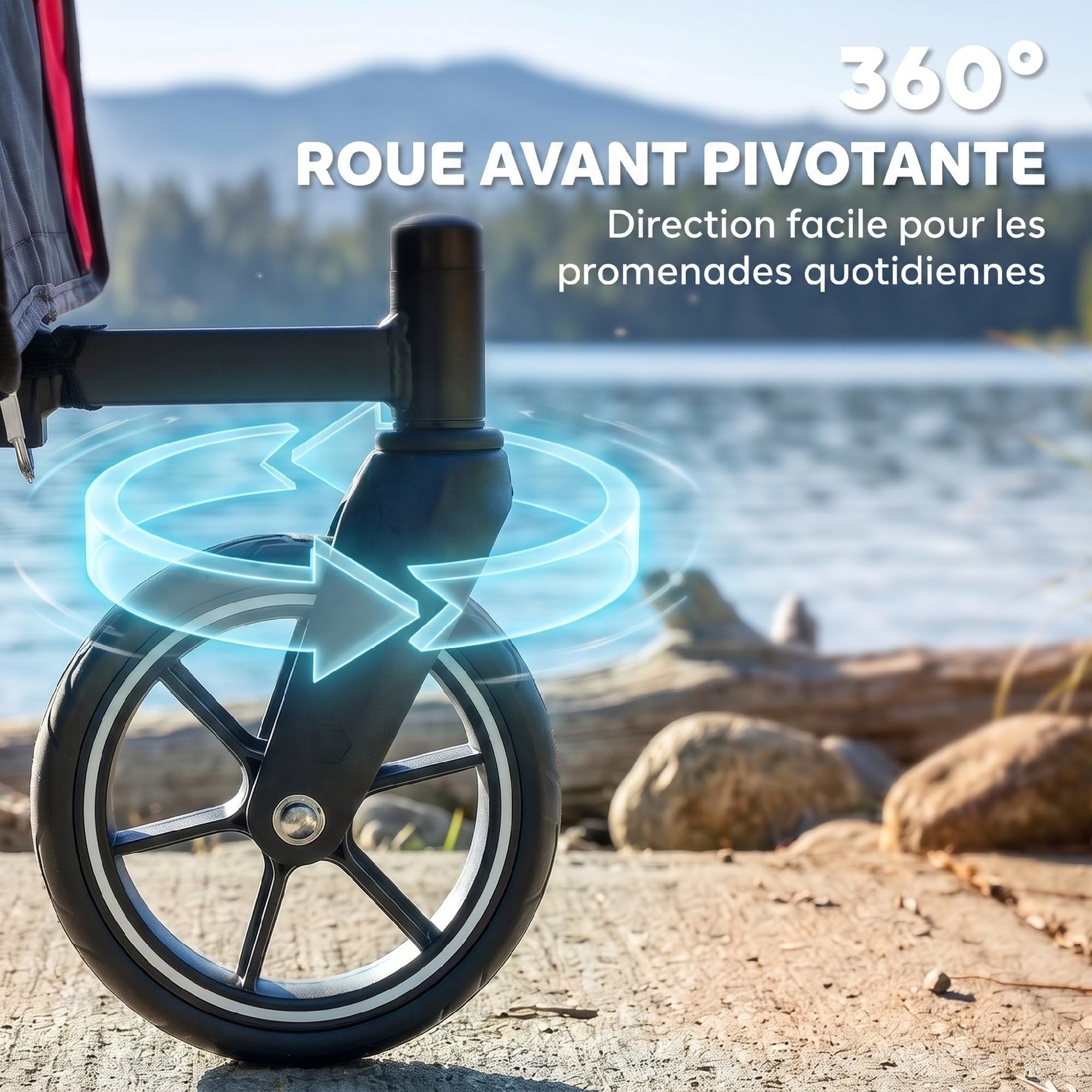 AIYAPLAY Remorque vélo Enfant 2 Places 2 en 1, Poussette vélo bébé avec Guidon réglable, Frein à Main, Ceinture de sécurité 5 Points, Fanion de sécurité, attelage Universel, jusqu'à 38 kg, Rouge