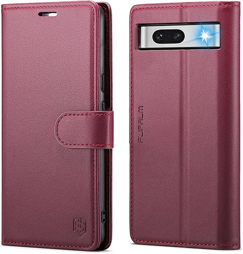 Miniatura 7 de Funda tipo cartera para Google Pixel 7A (no Pixel 77pro) con bloqueo RFID, tarjetero de crédito, de piel sintética, con función atril, funda