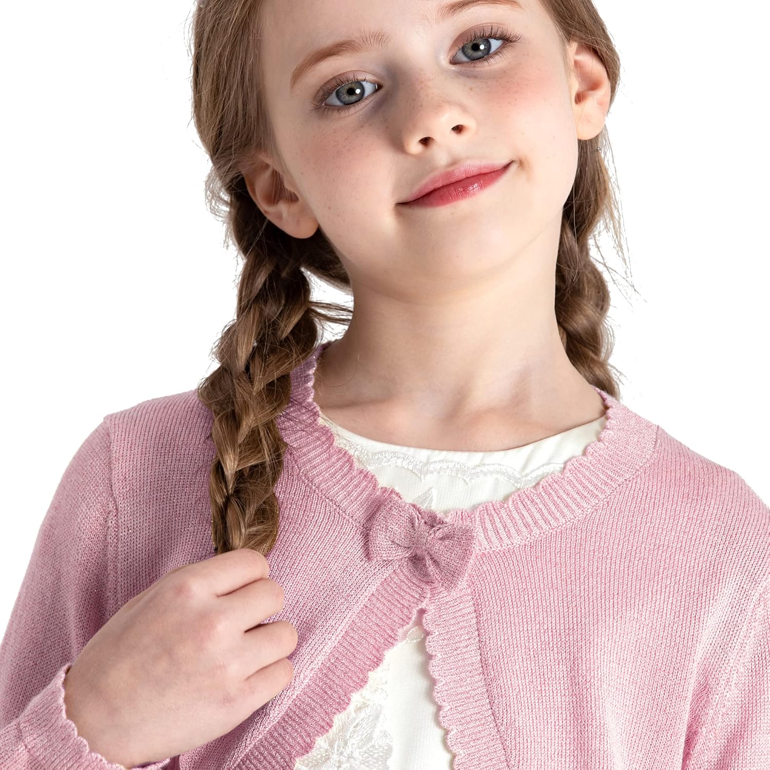 BOBOYOYO Long Sleeve Girls Shrug Knit Girls Cardigan Childrens Bolero Dress Sweater Toddler Shawl Cover Up for 3-12Y - Image 5