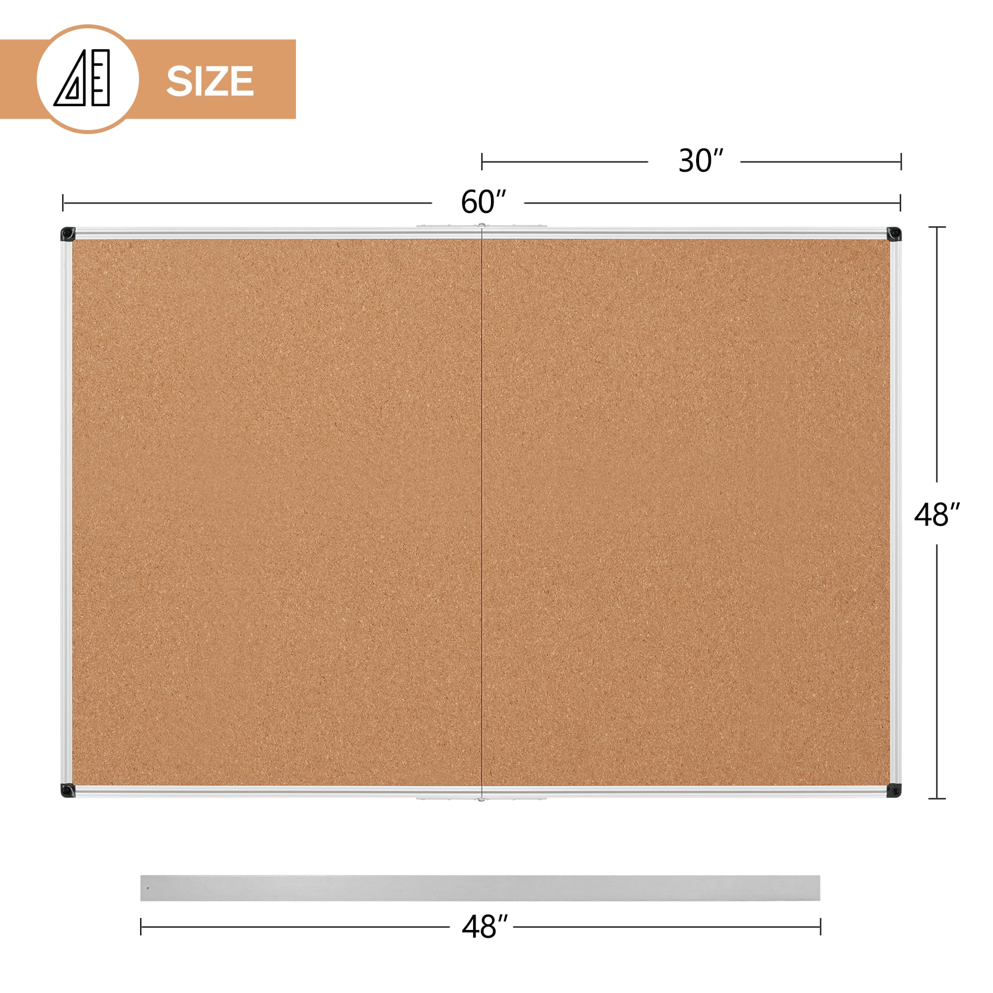 Amazon | Board2by 特大コルク掲示板 60インチ x 48インチ 折りたたみ