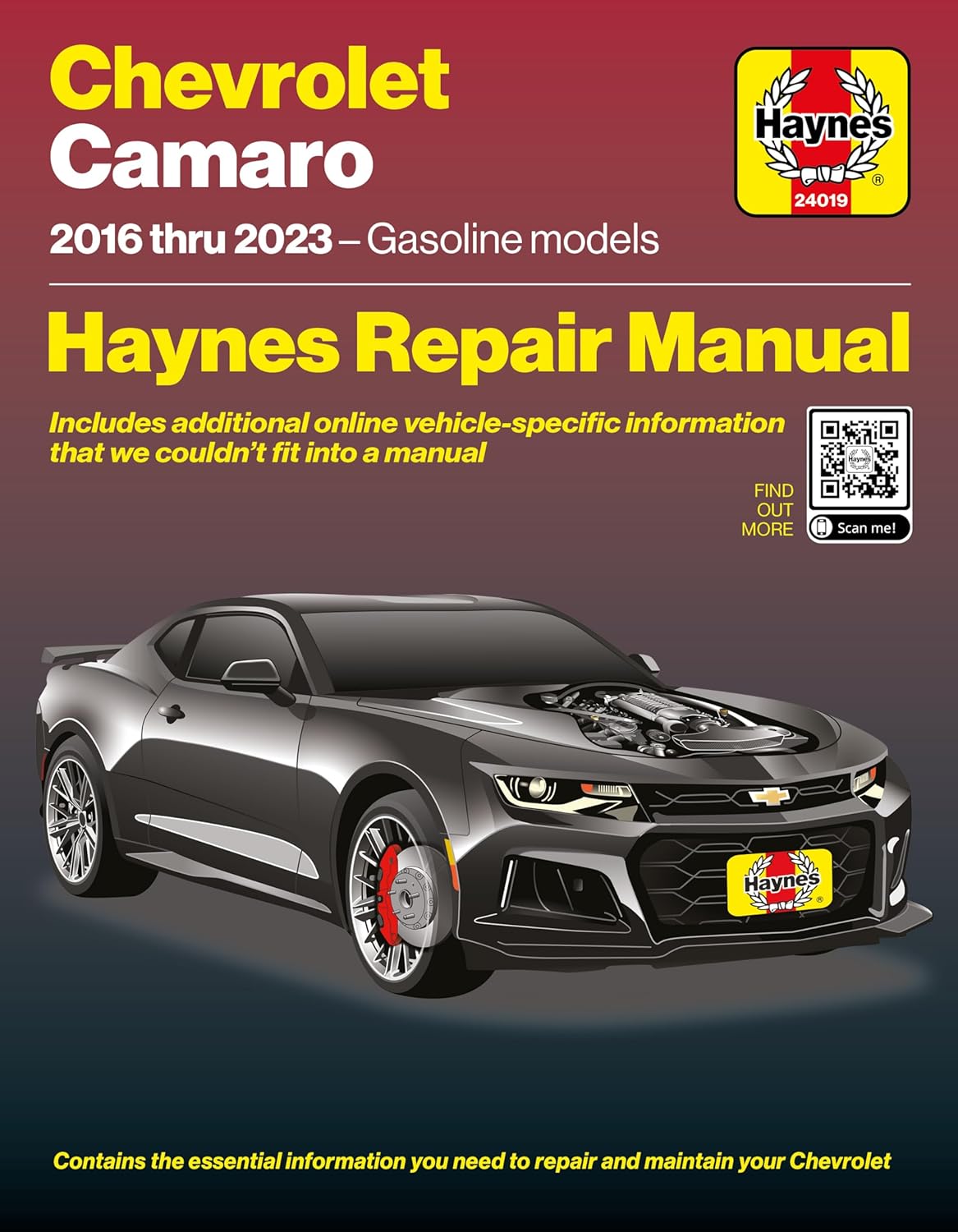 Haynes Chevrolet Camaro (2016–2023) Repair Manual: Covers 3.6L LGX & 6.2L LT1 Gas Engines (in-Book) + Online-Only 2.0L LTG, 6.2L SS LT1, and LT4 – Maintenance, Repairs, Troubleshooting & Wiring