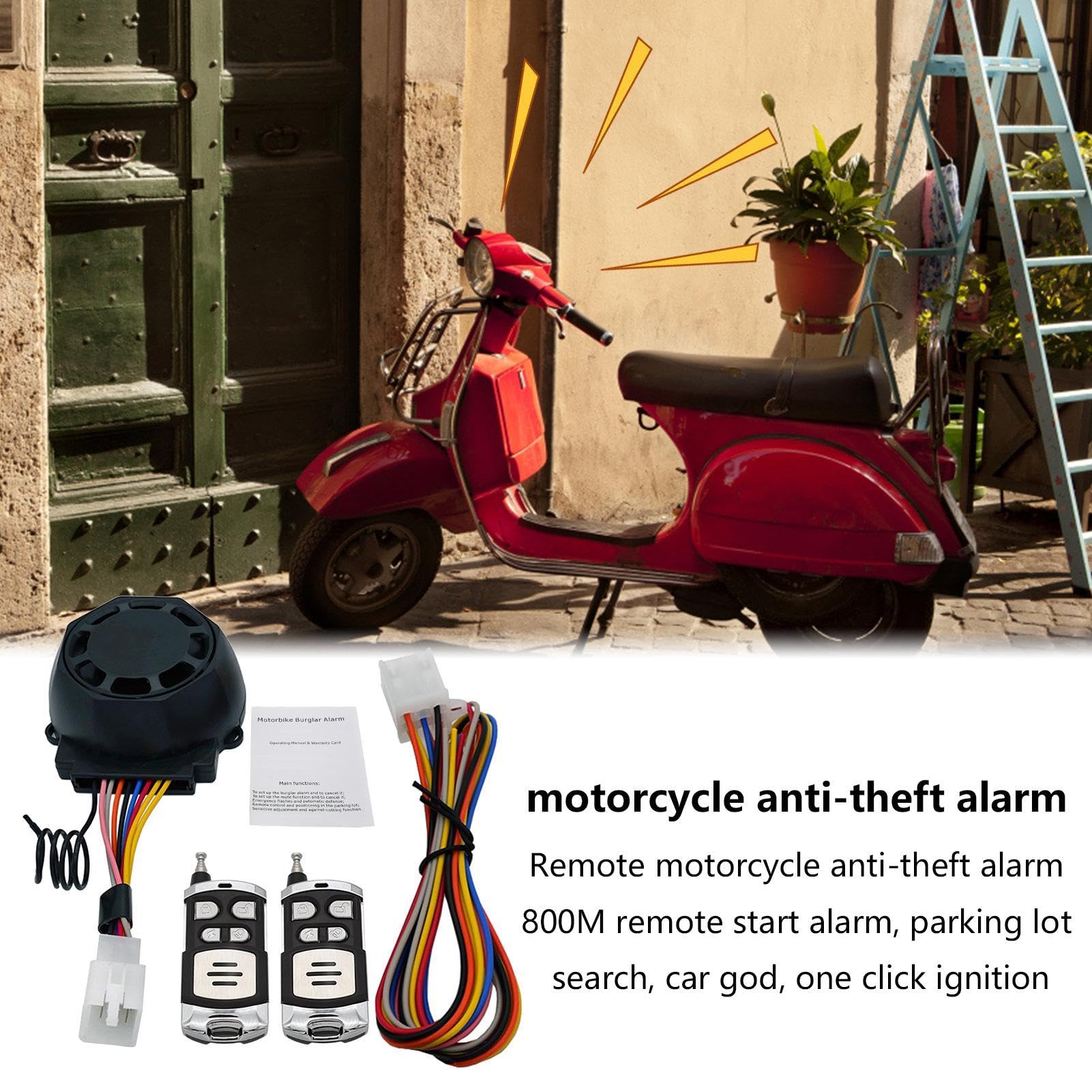Allarme Scooter Allarme Sicurezza Impermeabile Veicoli | Allarmi Antifurto con Telecomando per Bici, E-Bike, Monopattini Elettrici, Scooter per la Sicurezza in Bicicletta