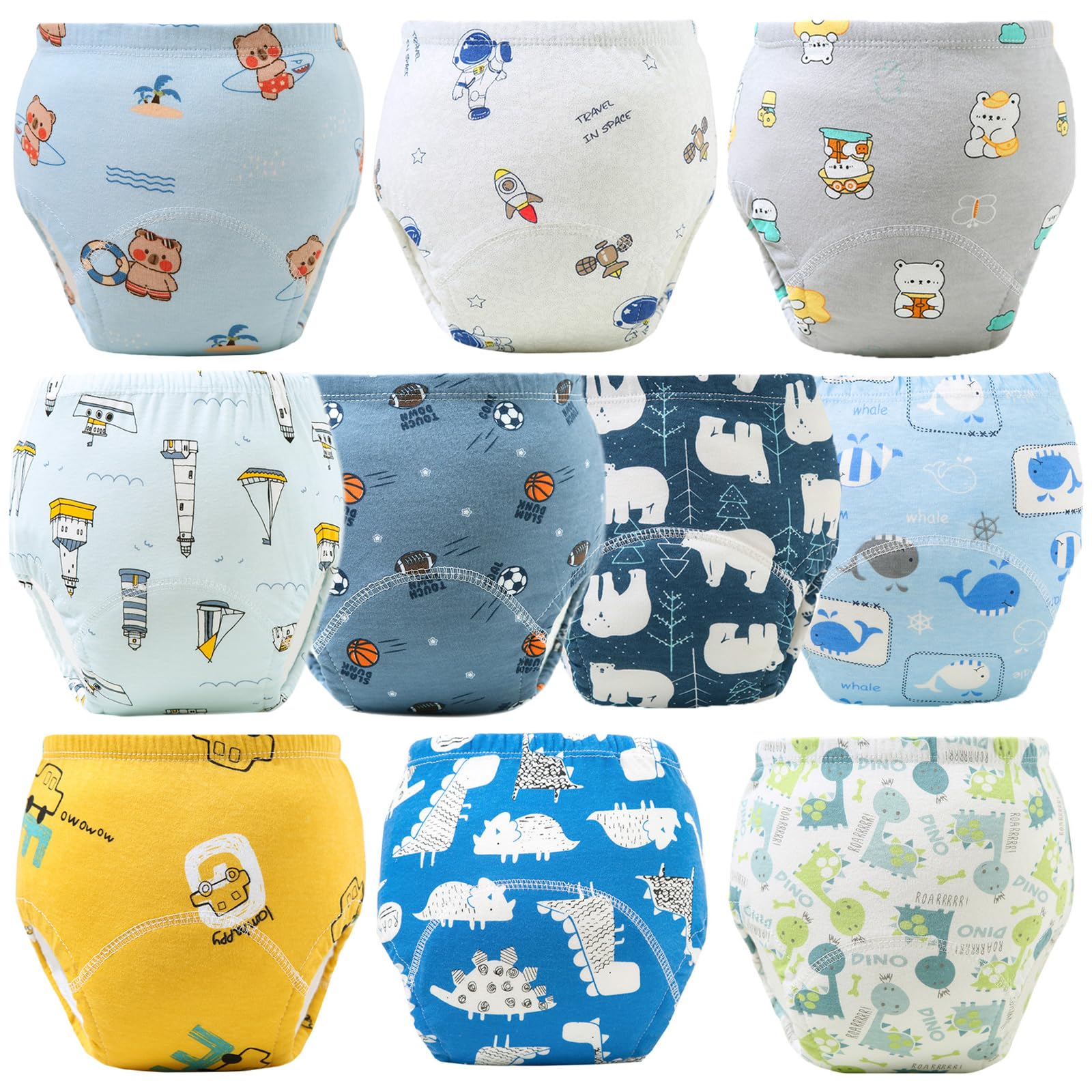 Upairy Potty Training Pants Cotton Absorbent Training Underwear for Toddler Boy and Girls 2T-5T,Soft Absorbent & Leak-Proof with Characters(10PCS,M) - 1