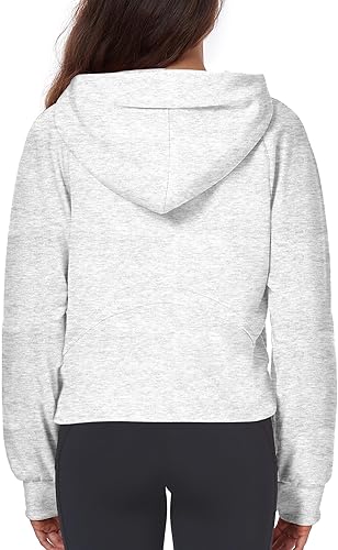 Miniatura 5 de FKEEP Womens Half Zip Hoodies Quarter Zipper Up Cropped Sweatshirt Long Sleeve Athletic Pullover Tops with Thumb Hole