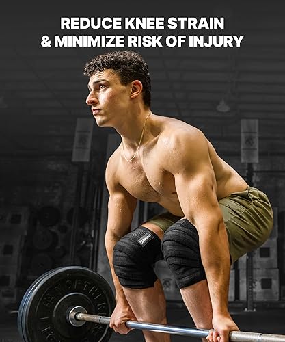 Miniatura 2 de DMoose Fitness Knee Sleeves for Weightlifting (Pair) 78 Knee Wraps for Joint Support, Squats & Powerlifting - Gym Brace Straps for Joint Stability &