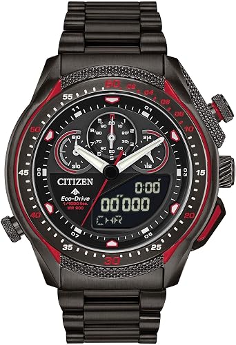 Parallel import goods Citizen Promaster Eco-Drive SST JW0137-51E Mens Wristwatch Reverse Import Chronograph Analog Digital Solar Perpetual Calendar Black Red Red Overseas Model