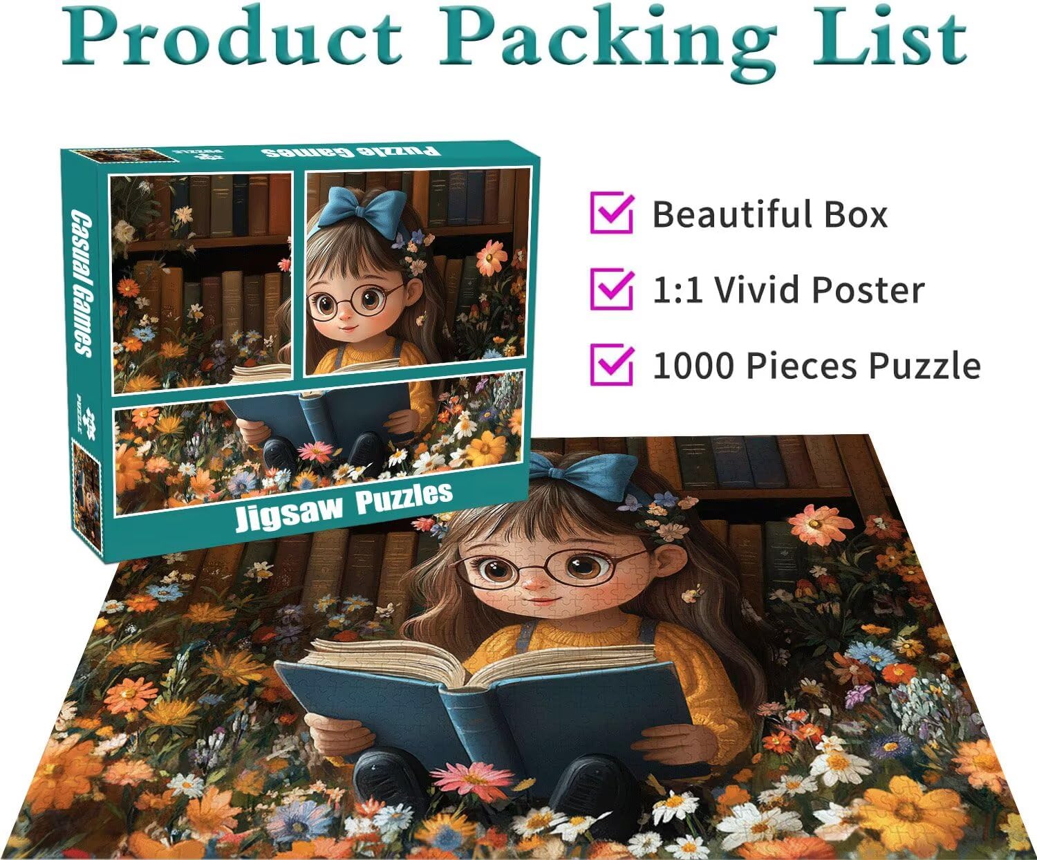 Puzzle Erwachsene 3000 Teile Mädchen Buch Educa Jigsaw für Kinder ab 8 Jahren Mädchen Jungen, Erwachsene Impossible Klassische Puzzles Schwer, Anspruchsvoll Spielspaß, Als Geschenke 81x122cm t-780