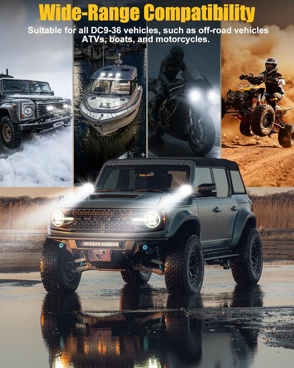 4 Inch LED Pod Lights, 48W Square Offroad Driving Lights Super Bright 120° White Spotlight Combo Beam LED Auxiliary Light Bar with Wiring Harness Kit for Motorcycle Jeep Wrangler Truck Pickup ATV UTV